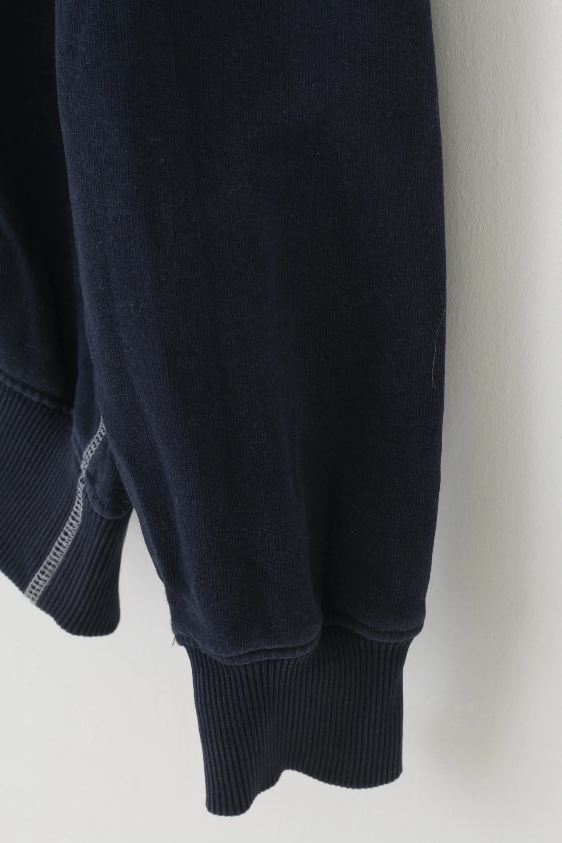 Champion Men S Sweatshirt Navy Zip Neck Cotton Hoodie Collar Vintage Top - Image 3