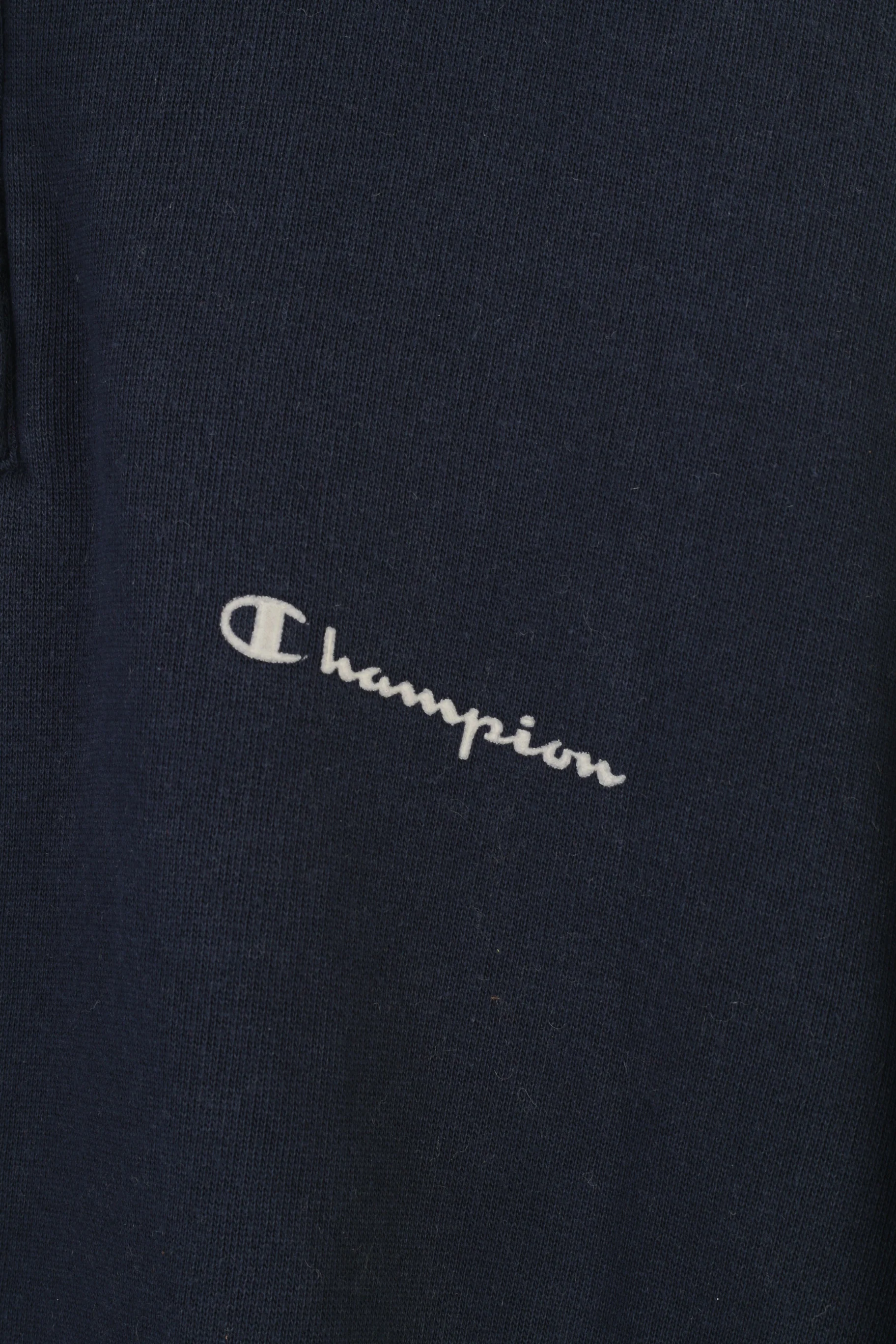 Champion Men S Sweatshirt Navy Zip Neck Cotton Hoodie Collar Vintage Top - Image 4