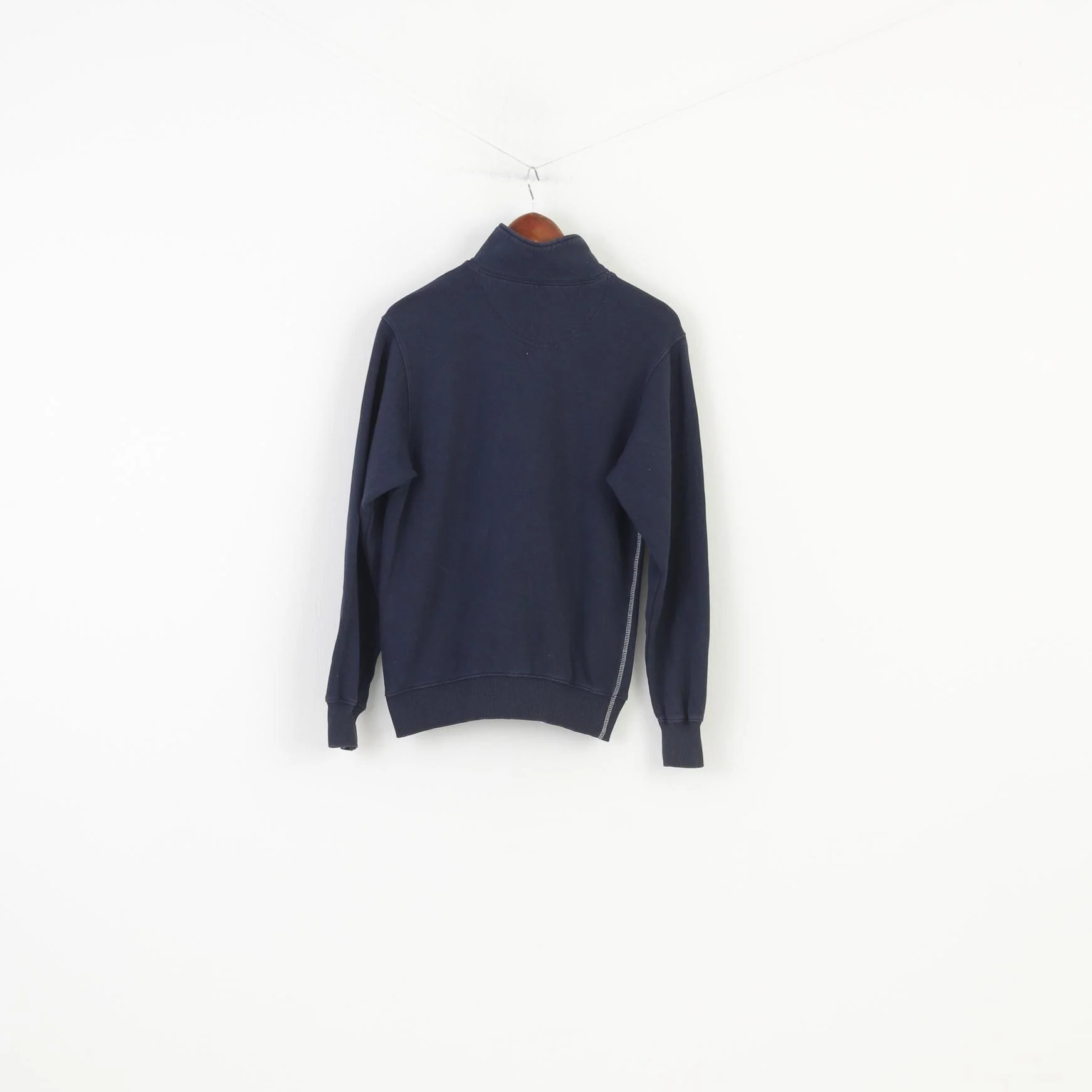 Champion Men S Sweatshirt Navy Zip Neck Cotton Hoodie Collar Vintage Top - Image 7