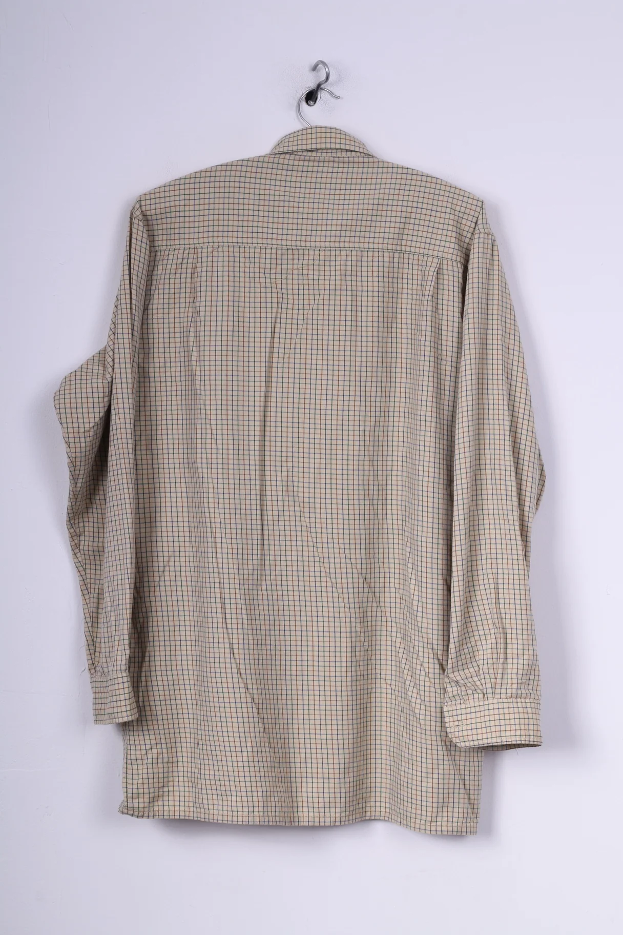 Champion Mens M Casual Shirt Beige Check Long Sleeve Cotton Outdoor - Image 7
