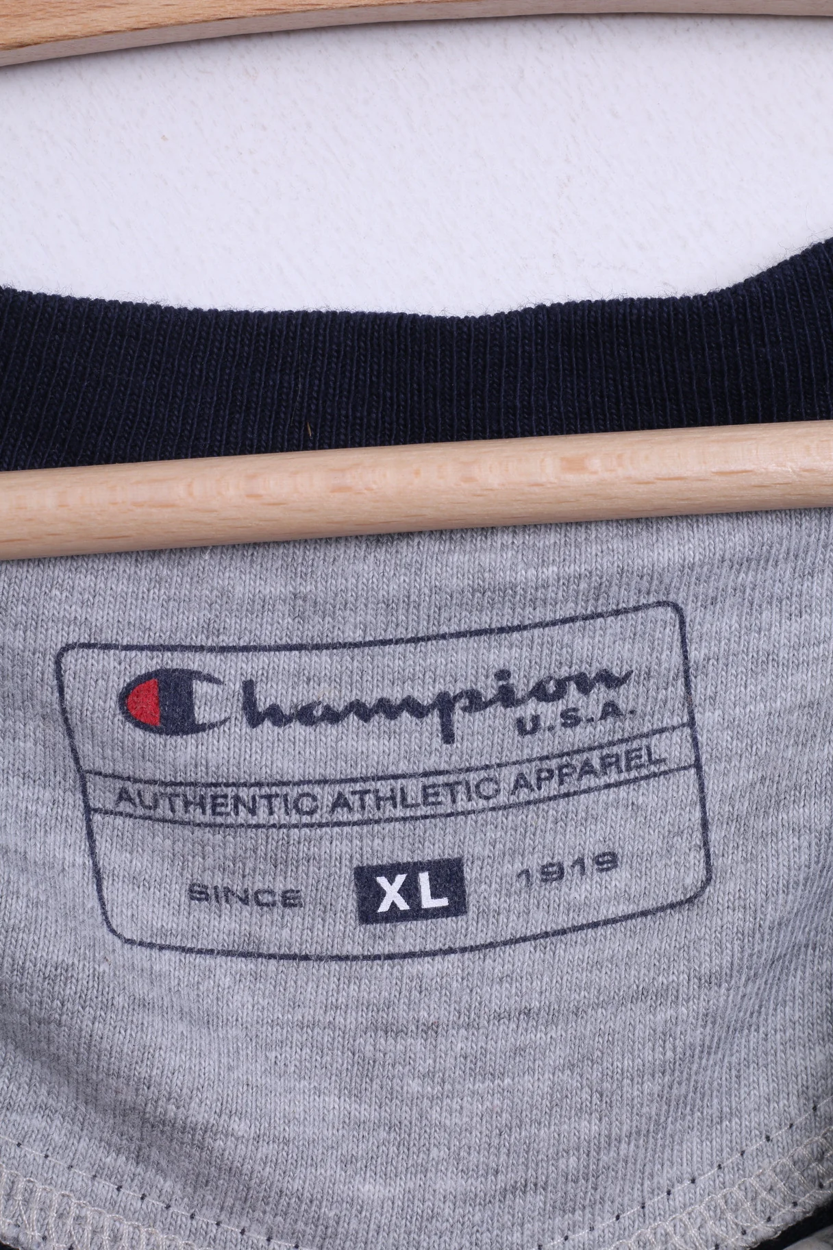 Champion Mens XL Shirt V Neck Navy Long Sleeve Cotton Top - Image 4