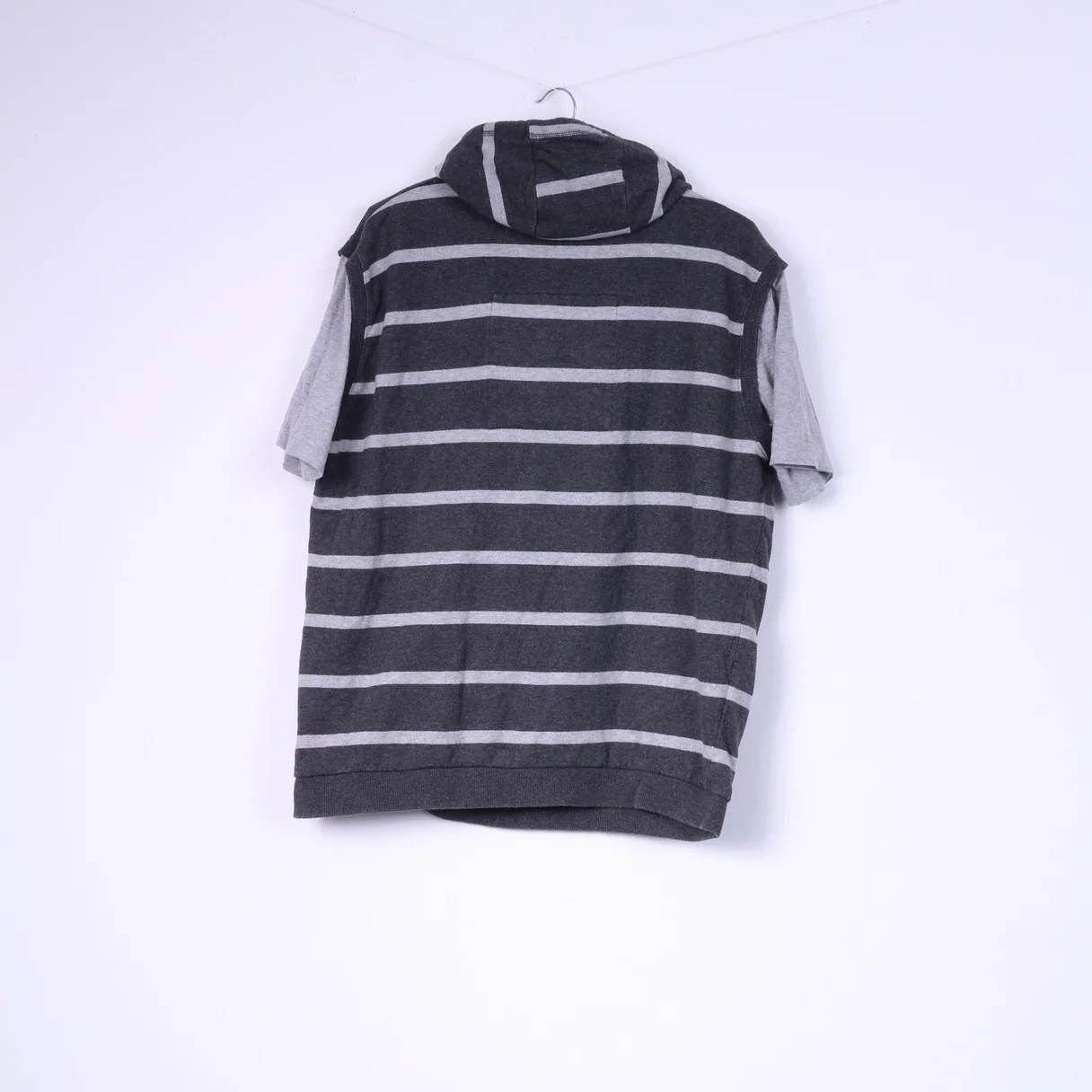 Champion Mens XL Shirt Grey Cotton Athlete Hooded Striped Sportswear Top - Image 5