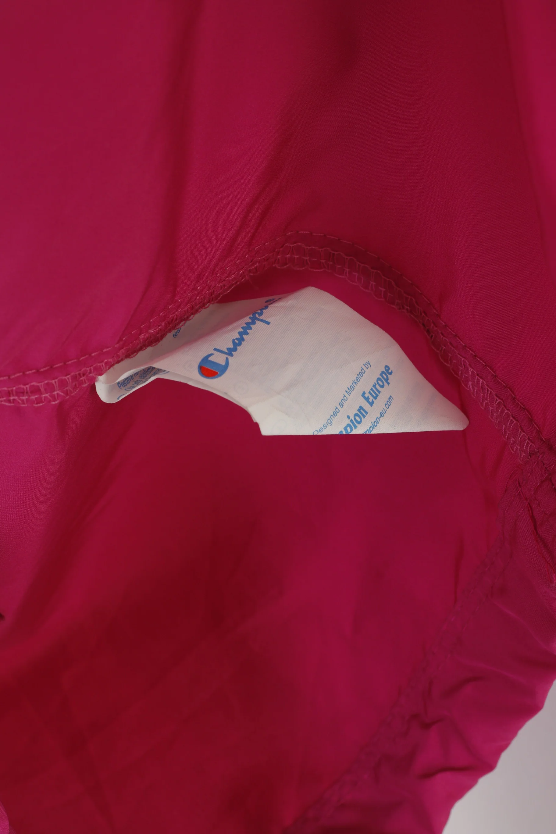 Champion Women L Jacket Pink Vintage Hood Windbreaker Zip Up Lightweight Top - Image 5