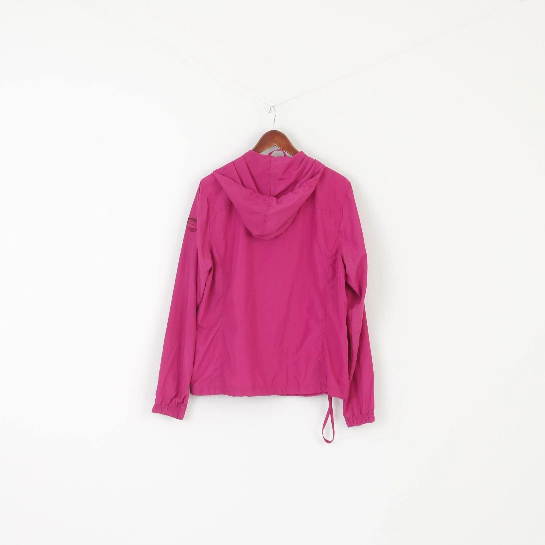 Champion Women L Jacket Pink Vintage Hood Windbreaker Zip Up Lightweight Top - Image 8