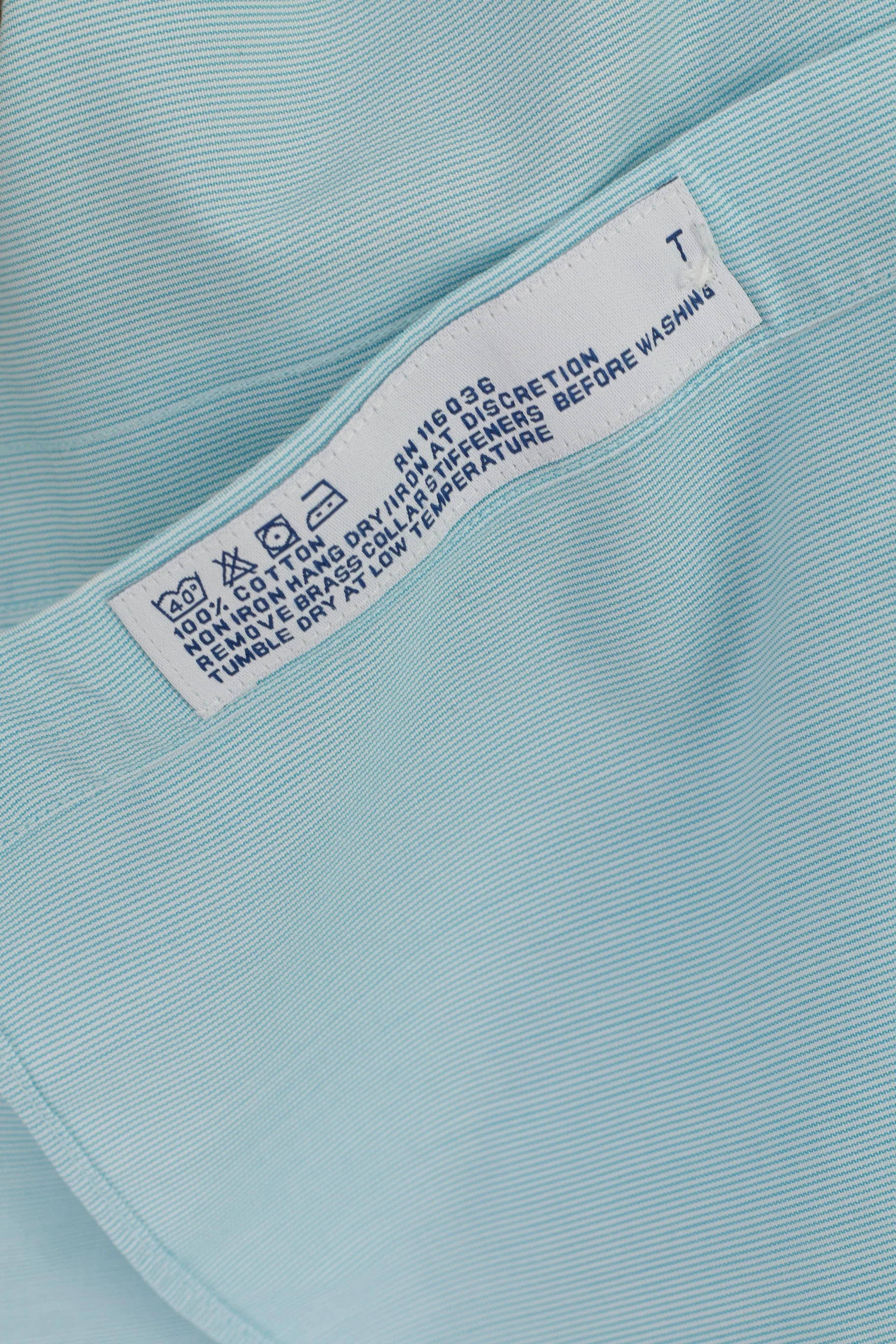 Charles Tyrwhitt Men 16.5 33 L Casual Shirt Turqouise Cotton Non Iron Long Sleeve Top - Image 5