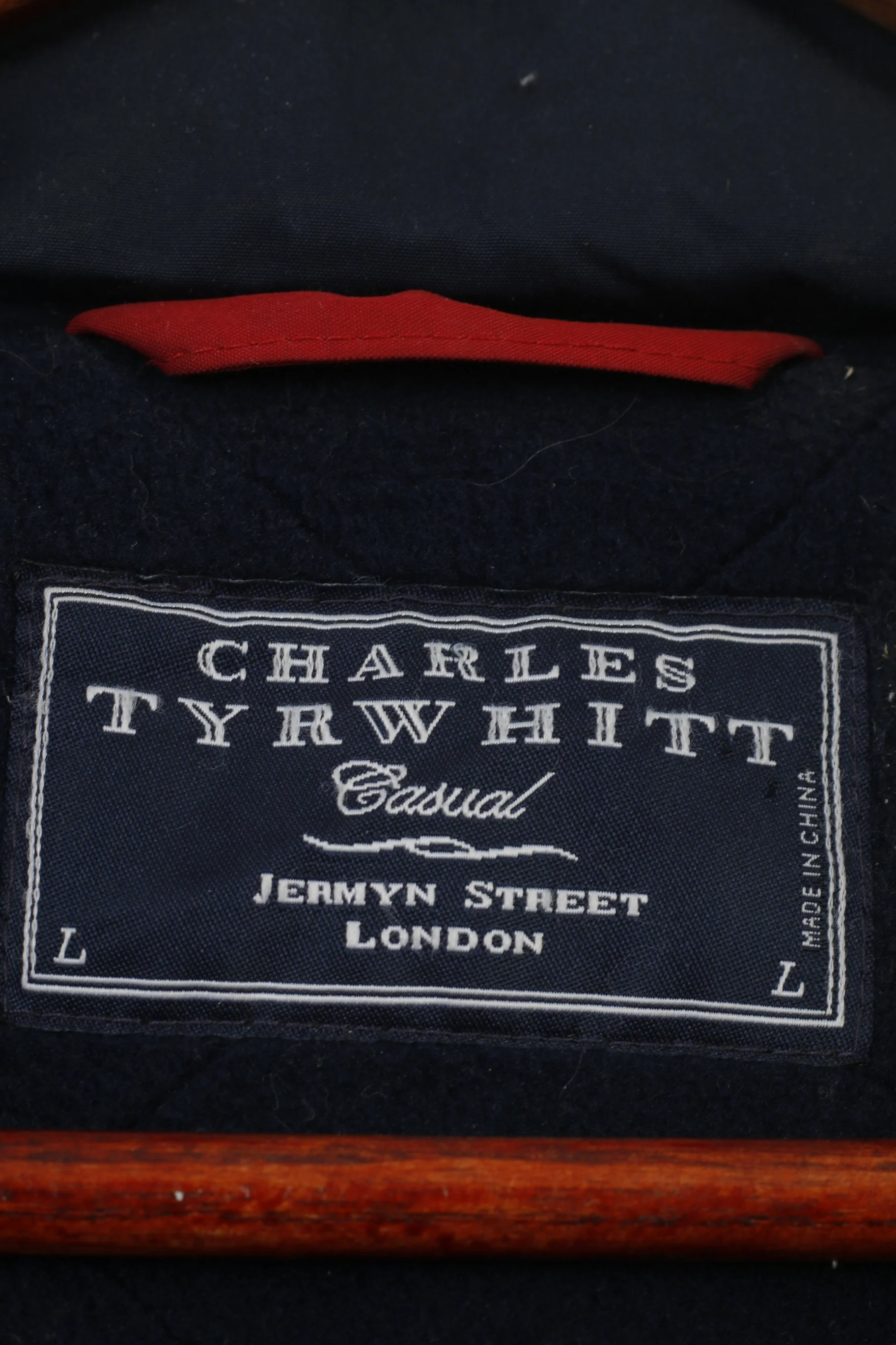 Charles Tyrwhitt Men L Jacket Navy Harrington Full Zipper Hood Padded Vintage Casual Top - Image 4