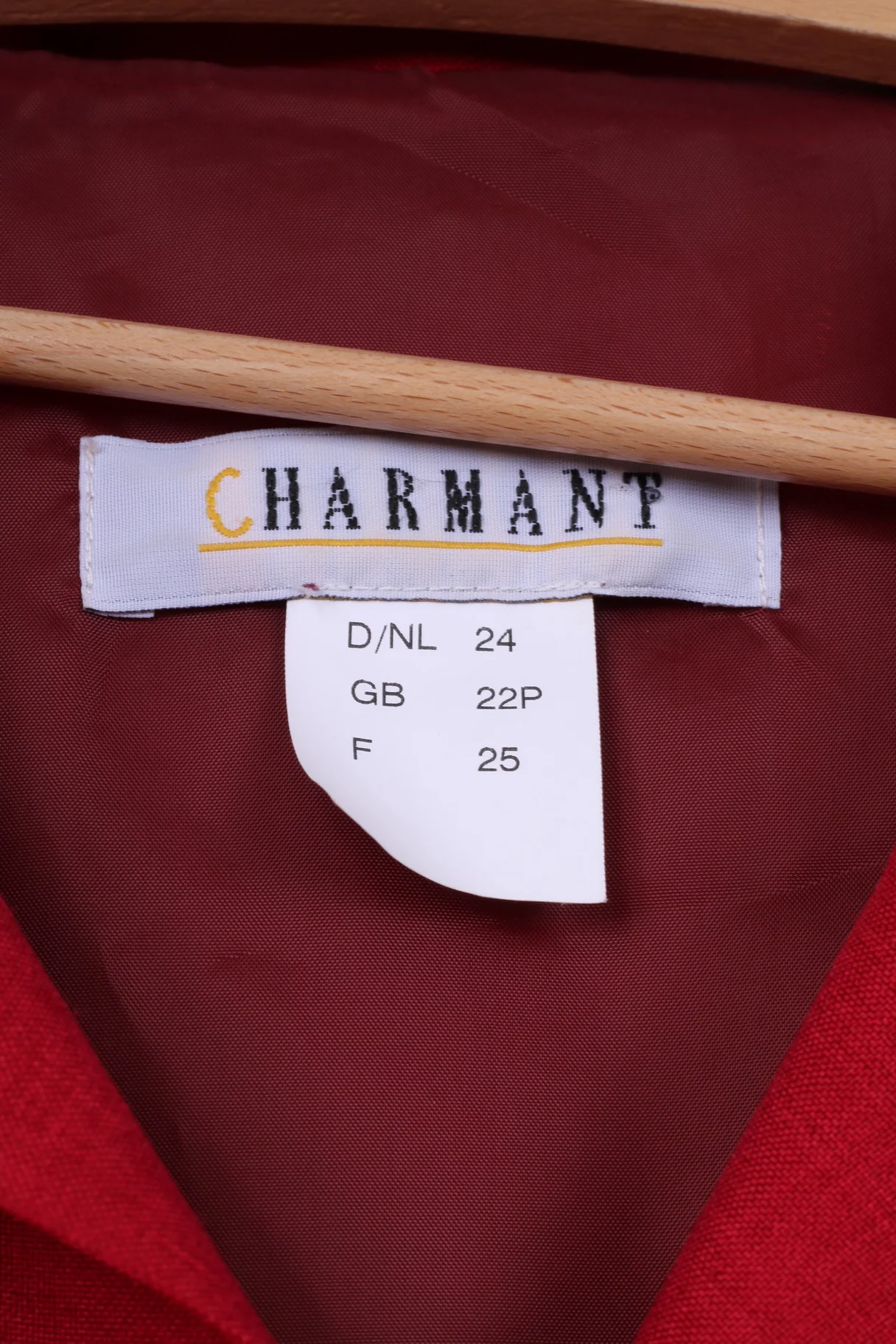 Charmant Womens 22 XL Midi Dress Red Button Front Shoulder Pads Short Sleeve Vintage - Image 5