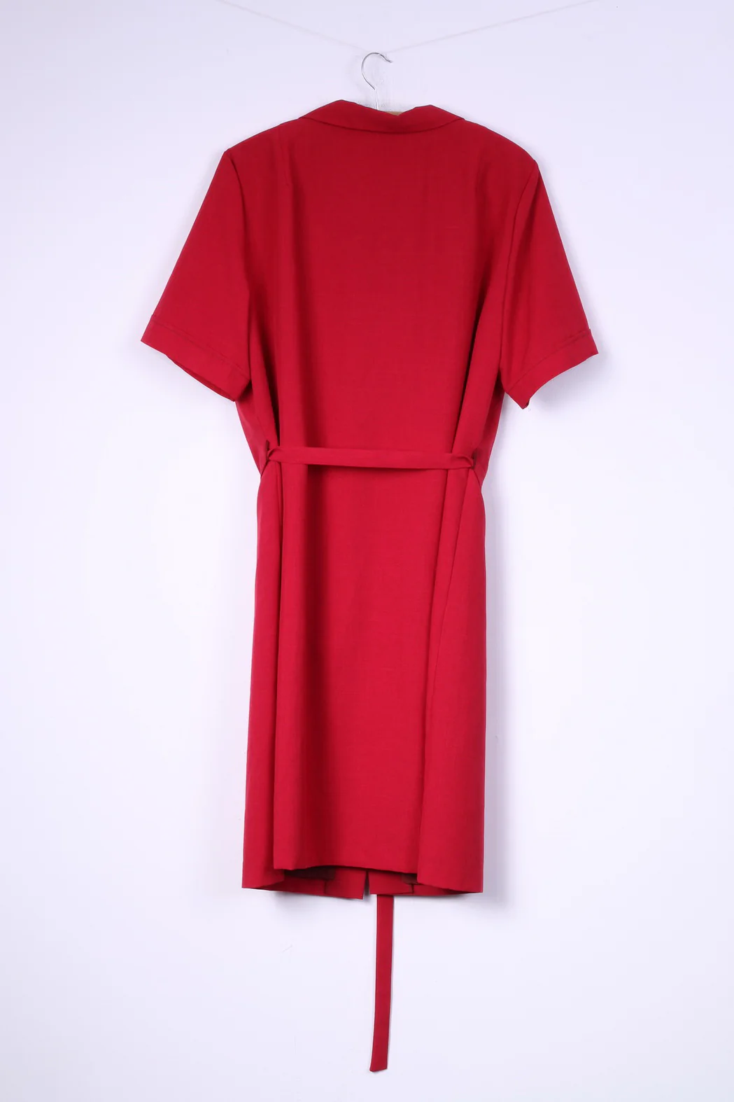 Charmant Womens 22 XL Midi Dress Red Button Front Shoulder Pads Short Sleeve Vintage - Image 6