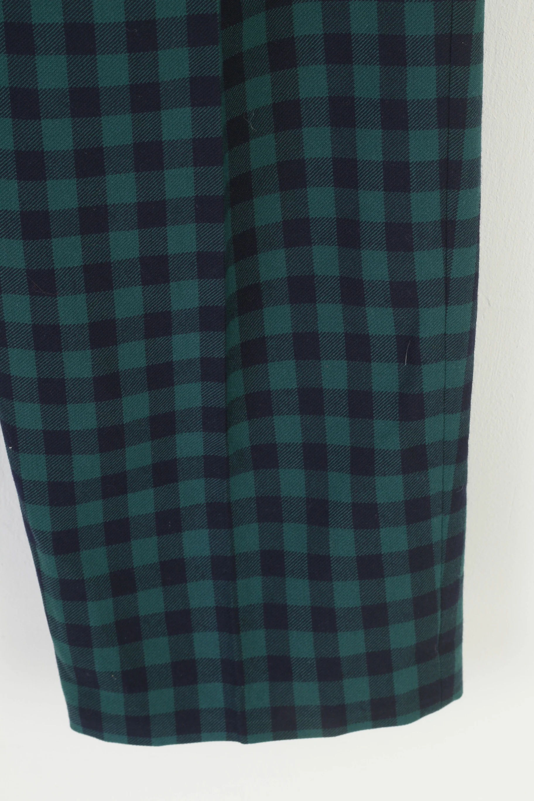 Chemise Lacoste Men 42 Trousers Checkered Green Elegant Classic Wool Pants - Image 4