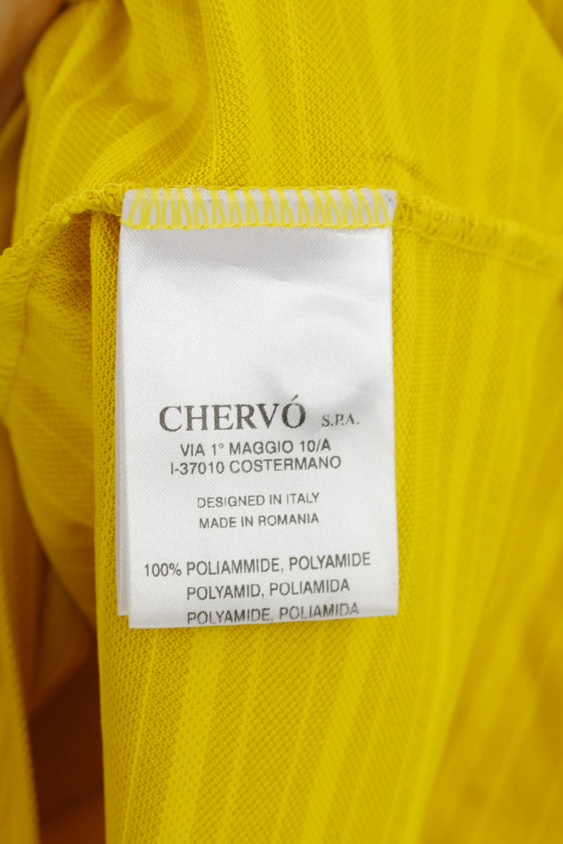 Chervo Men 50 L Polo Shirt Yellow Polyamid Striped Collar Short Sleeve Sports Top - Image 7