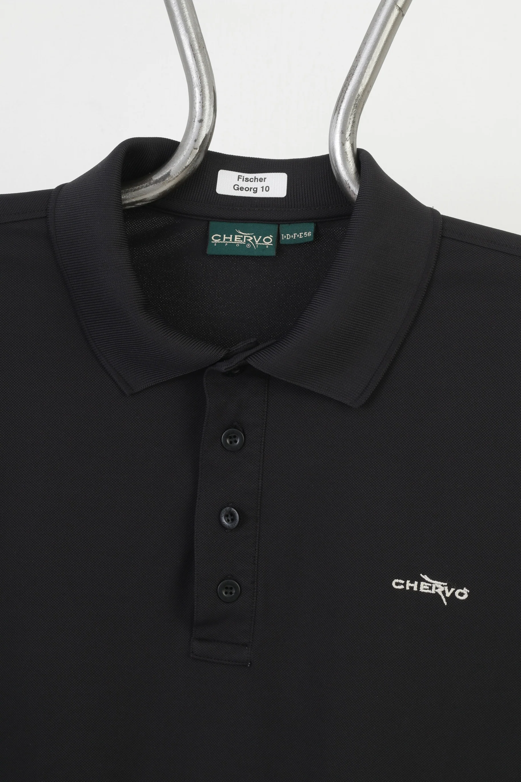 Chervo Men 56 XL Polo Shirt Black Short Sleeve Nylon Collar Fischer Georg 10 Sports Top - Image 2