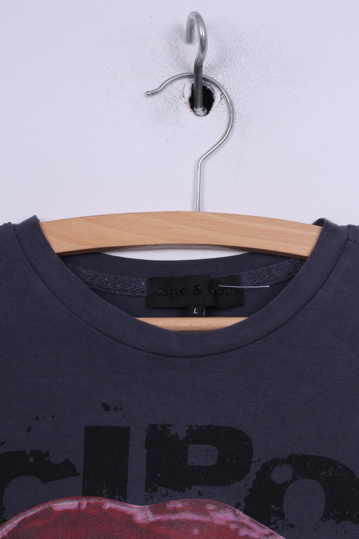 Cipo&Baxx Womens L Graphic T-Shirt Crew Neck Grey Rock Is Back Cotton Summer Top - Image 2