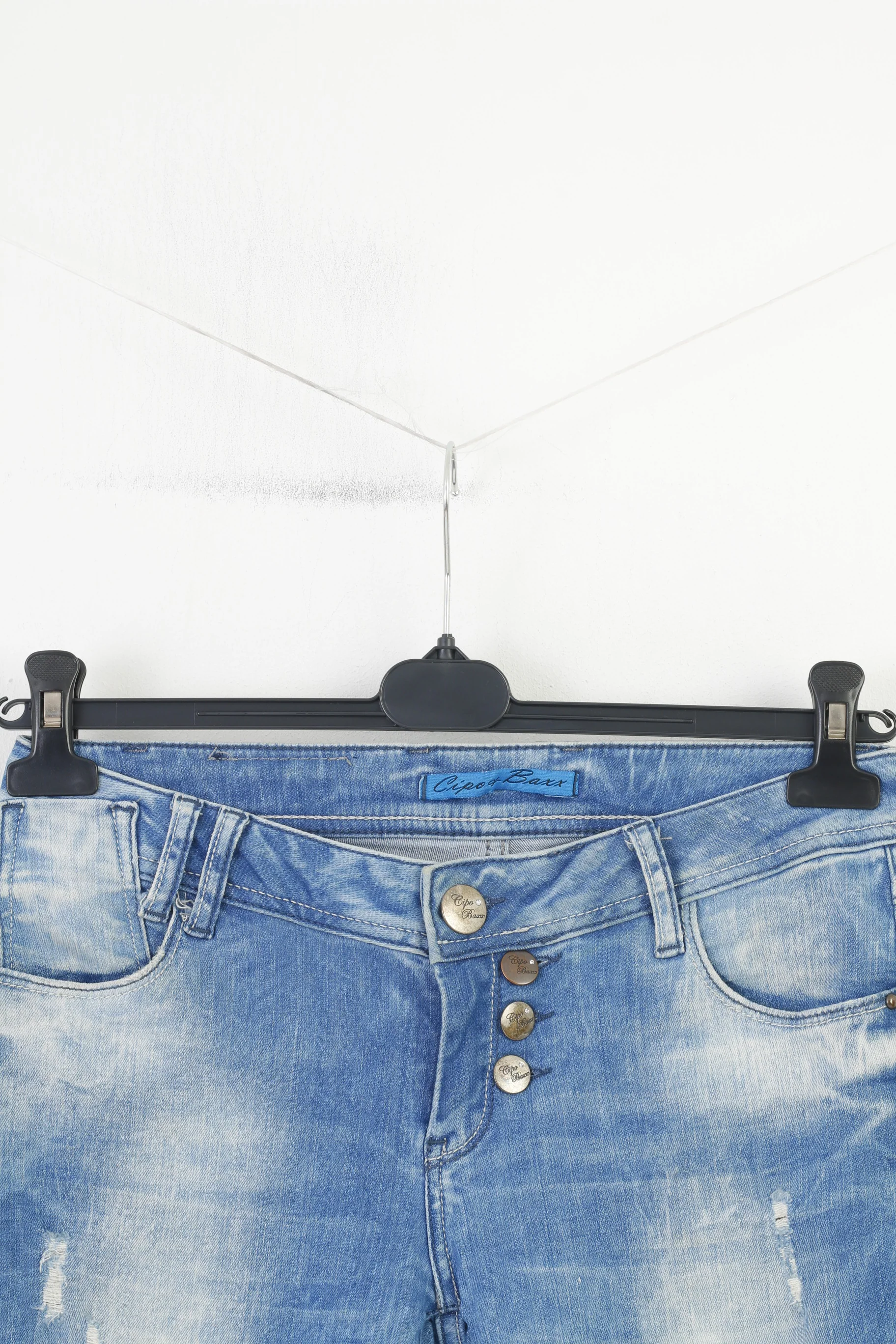 Cipo & Baxx Woman 30 Trousers Jeans Blue Ripped Cotton Low Waist Pants - Image 2