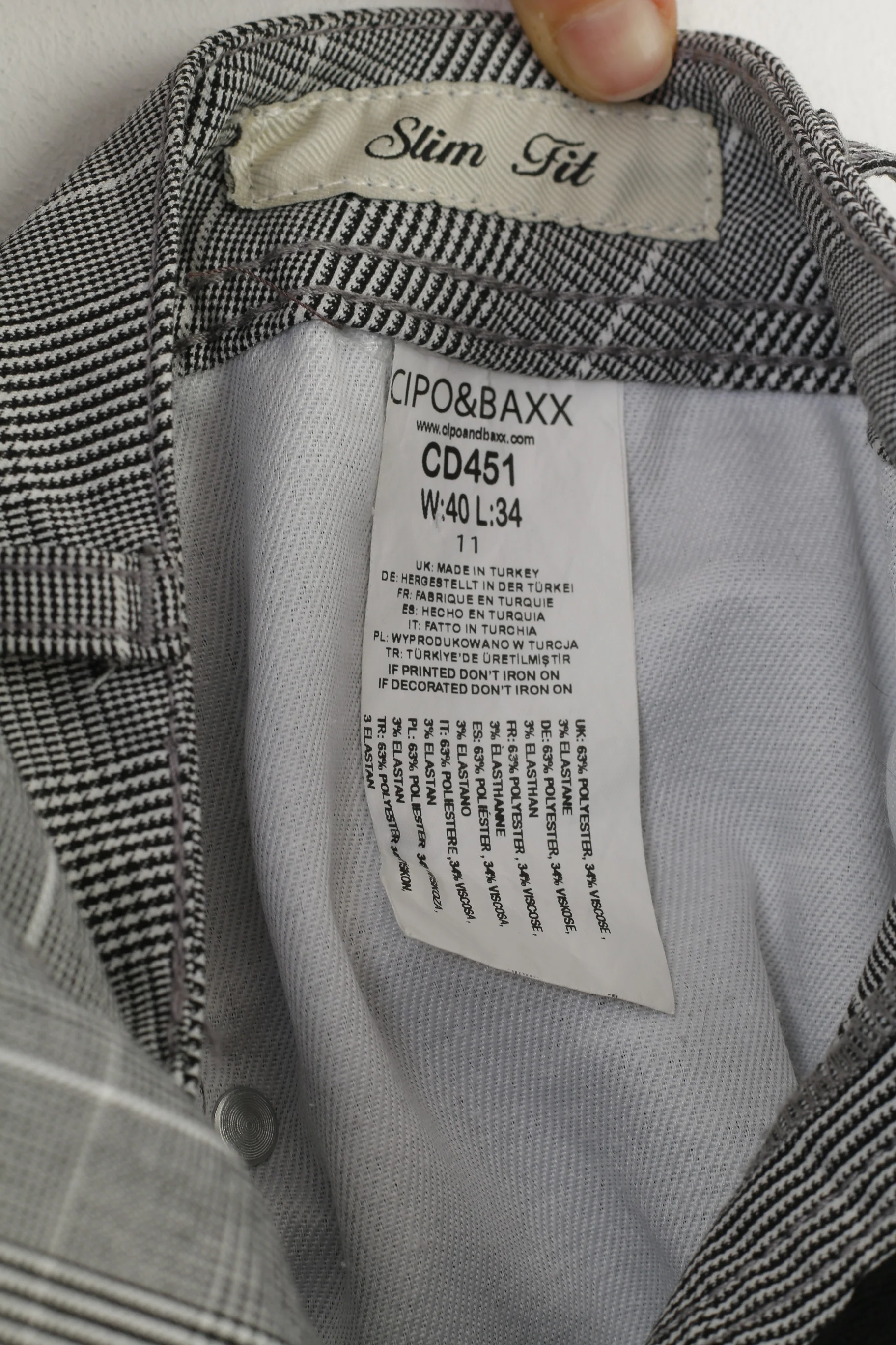 Cipo&Baxx Men 40 34 Shorts White Black Checkered Summer Top - Image 7