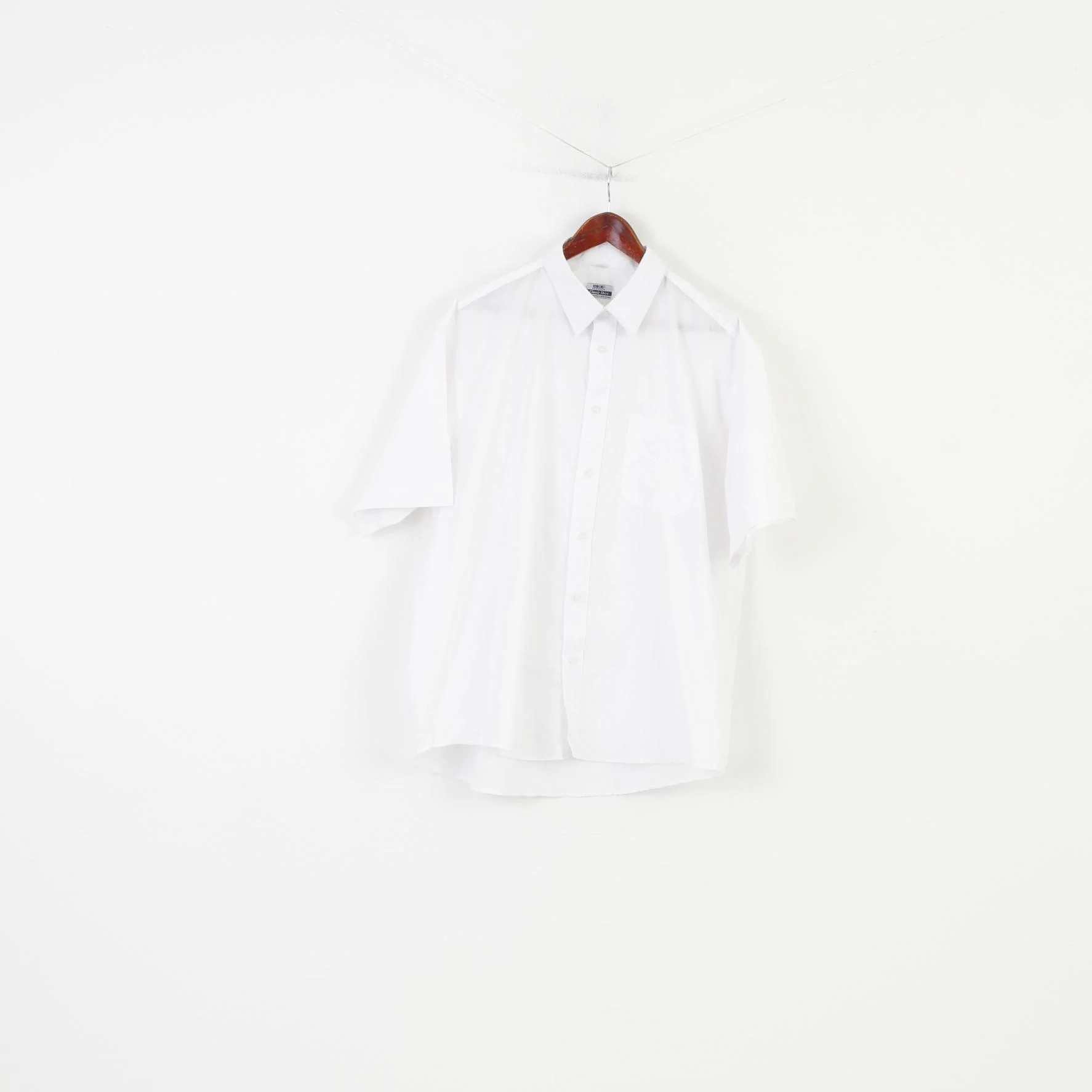 CKL Classic Men 17.5 XXL Casual Shirt White Short Sleeve Collar Classic Elegant Embroidery Top