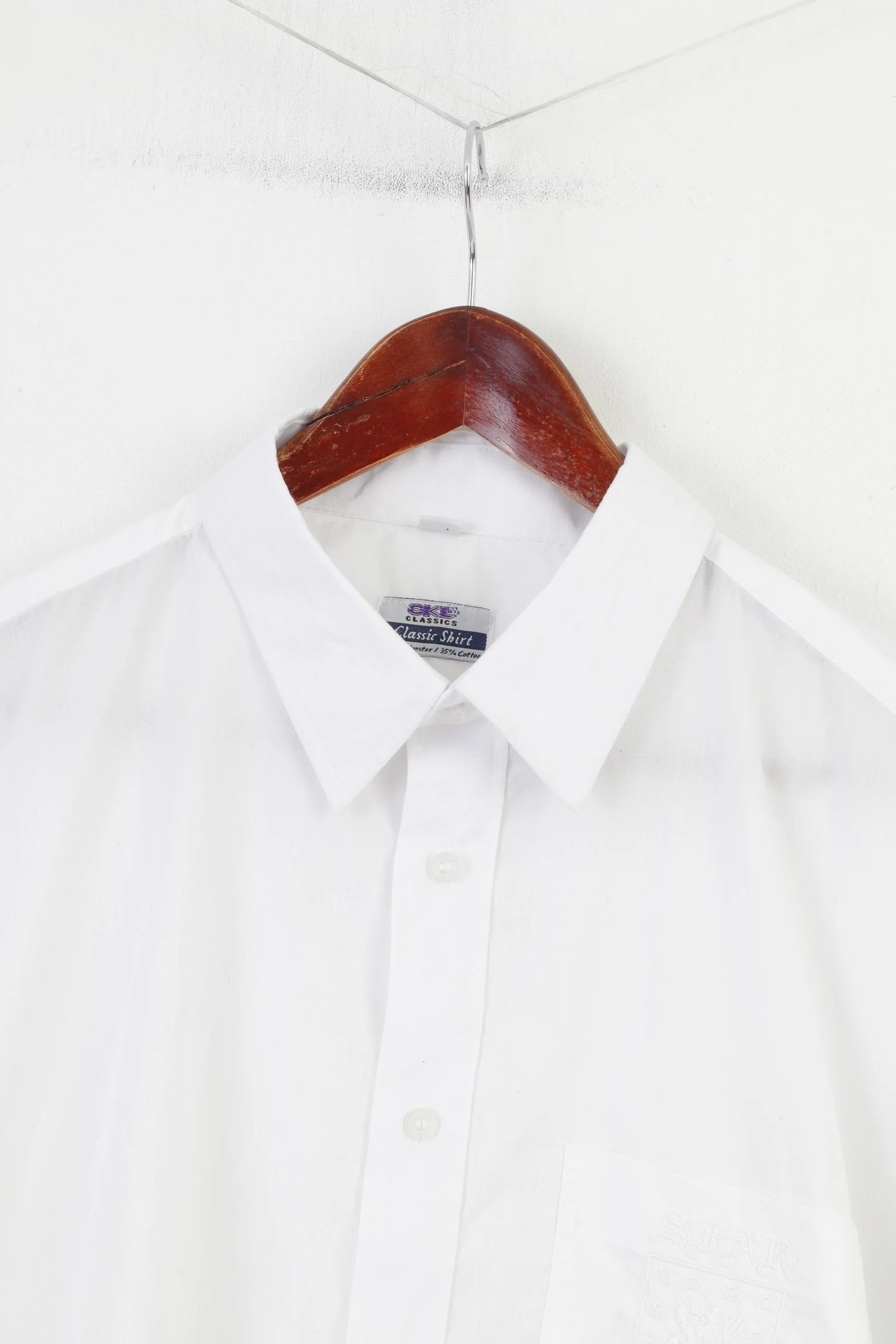 CKL Classic Men 17.5 XXL Casual Shirt White Short Sleeve Collar Classic Elegant Embroidery Top - Image 2