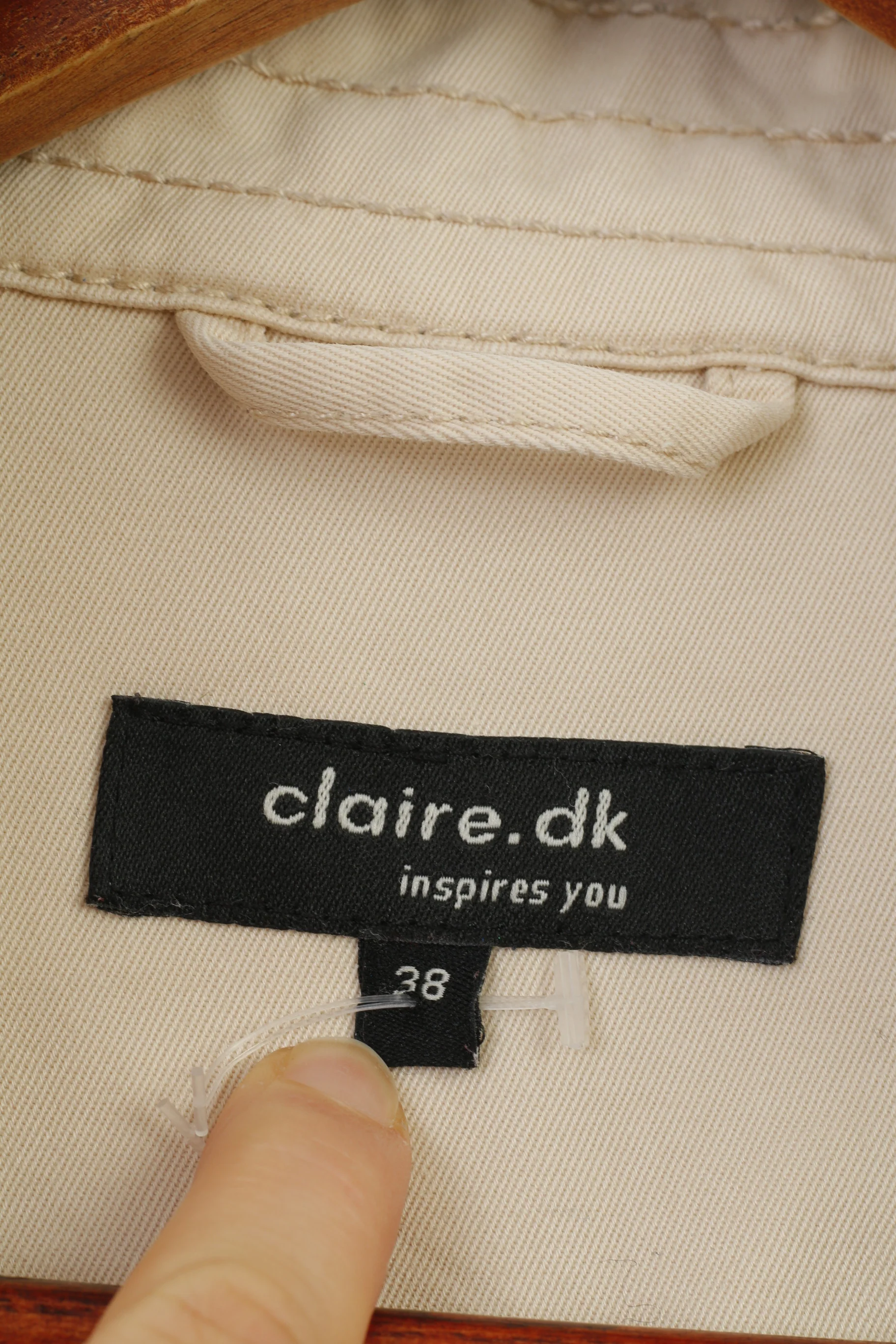 Claire.Dk Women 38 M Coat Beige Belt Bottoms Double Breasted Cotton Outwear Vintage Top Jacket - Image 5