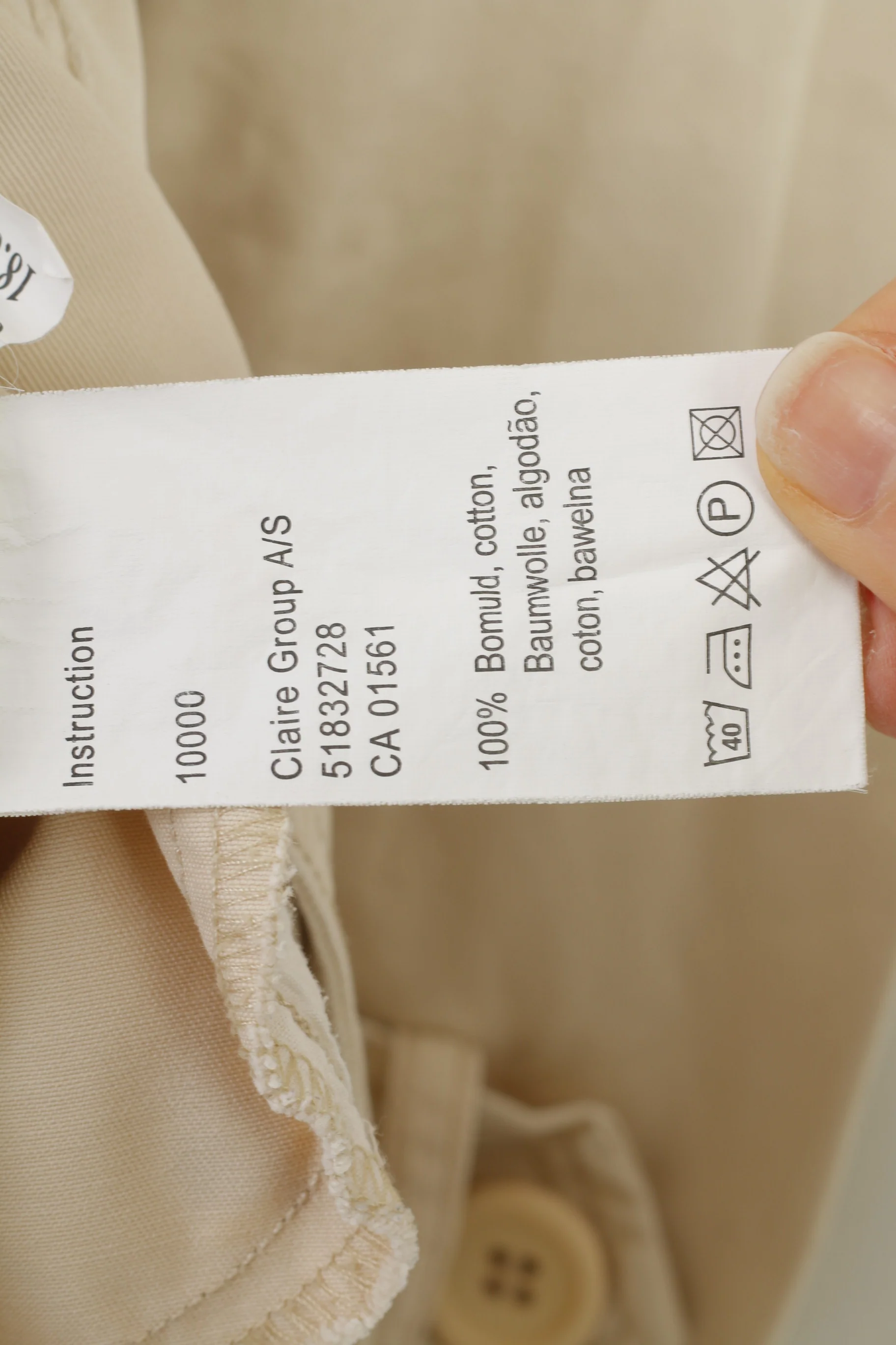 Claire.Dk Women 38 M Coat Beige Belt Bottoms Double Breasted Cotton Outwear Vintage Top Jacket - Image 6