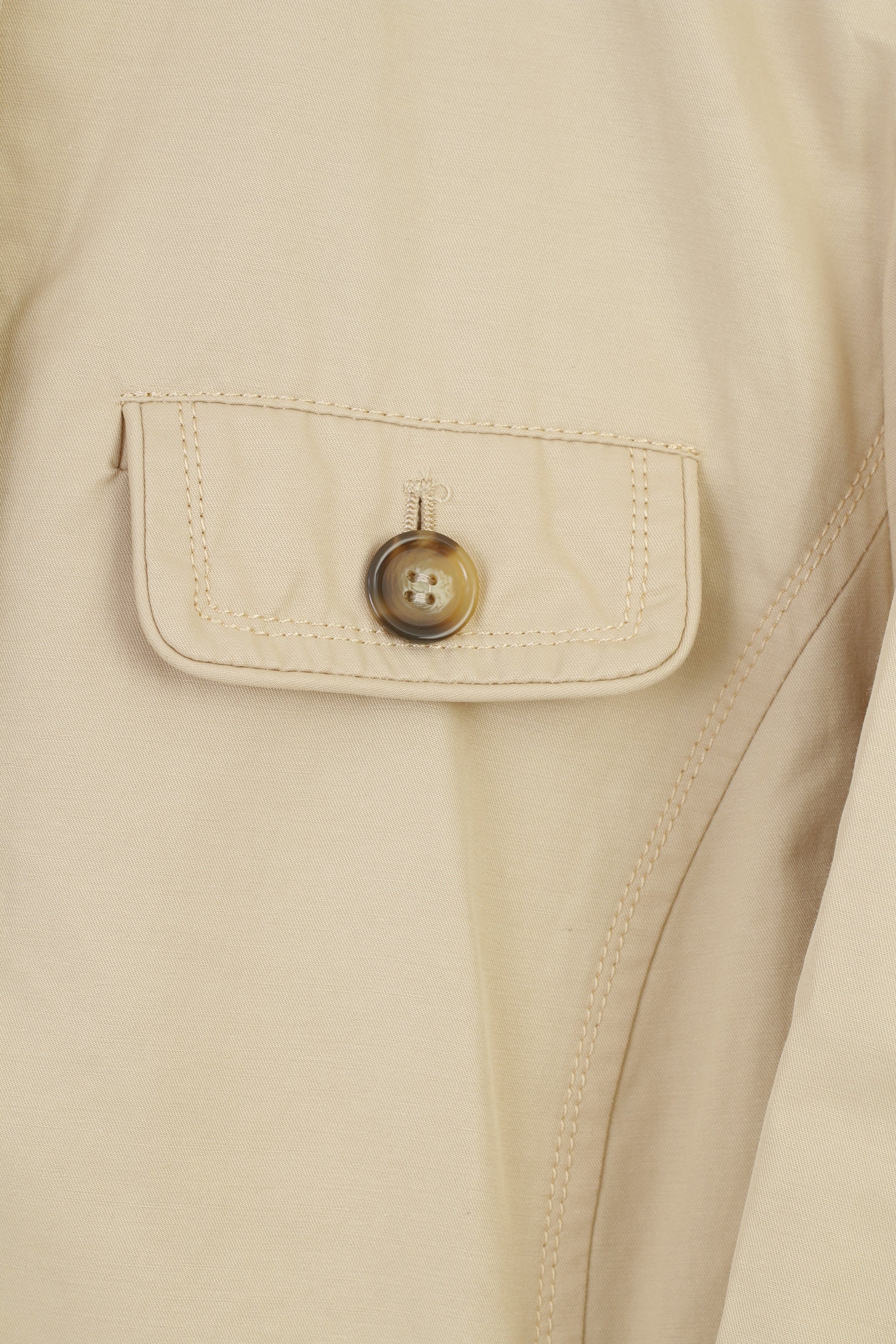 Clarina Collection Women 40 M  Coat Beige Full Zipper Lightweight Cotton Nylon Collar Vintage Top - Image 5