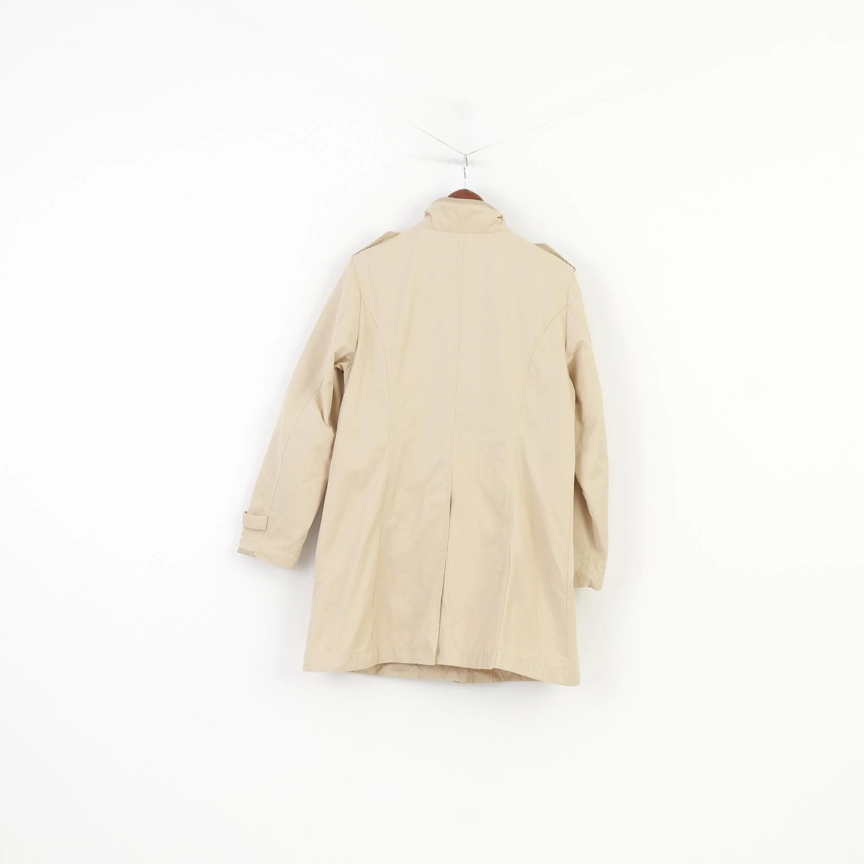 Clarina Collection Women 40 M  Coat Beige Full Zipper Lightweight Cotton Nylon Collar Vintage Top - Image 8