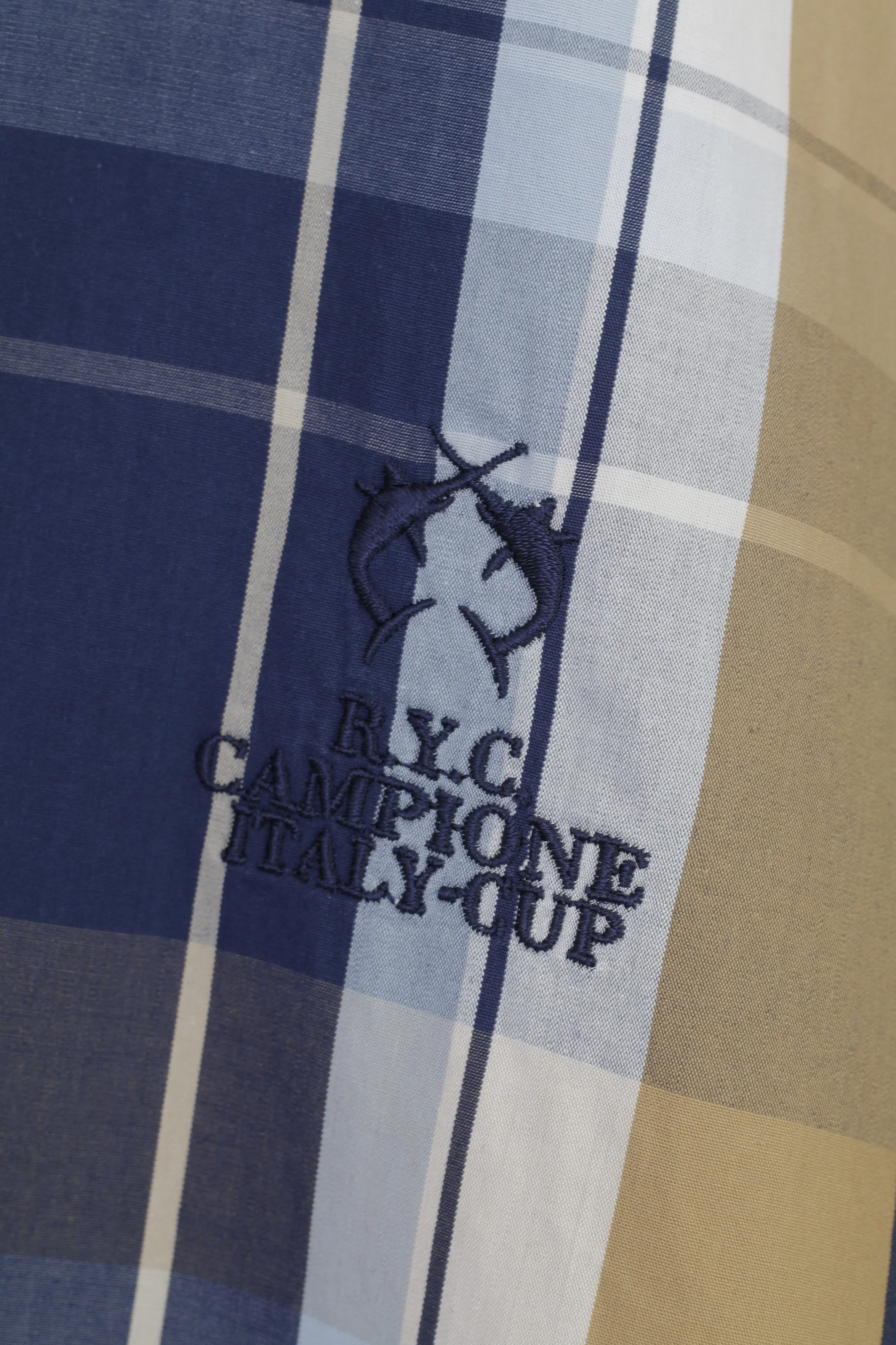 Claudio Campione Men XXL Casual Shirt Checkered Blue Brown Long Sleeve Classic Fit Cotton Top - Image 4