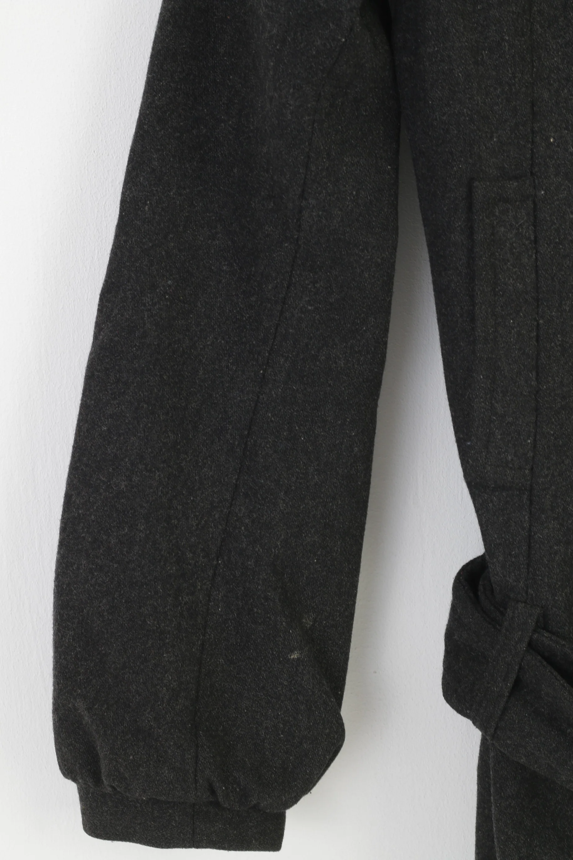 Clockhouse Women 34 S Coat Jacket Dark Grey Wool Bottoms Vintage Collar Belt Top - Image 3