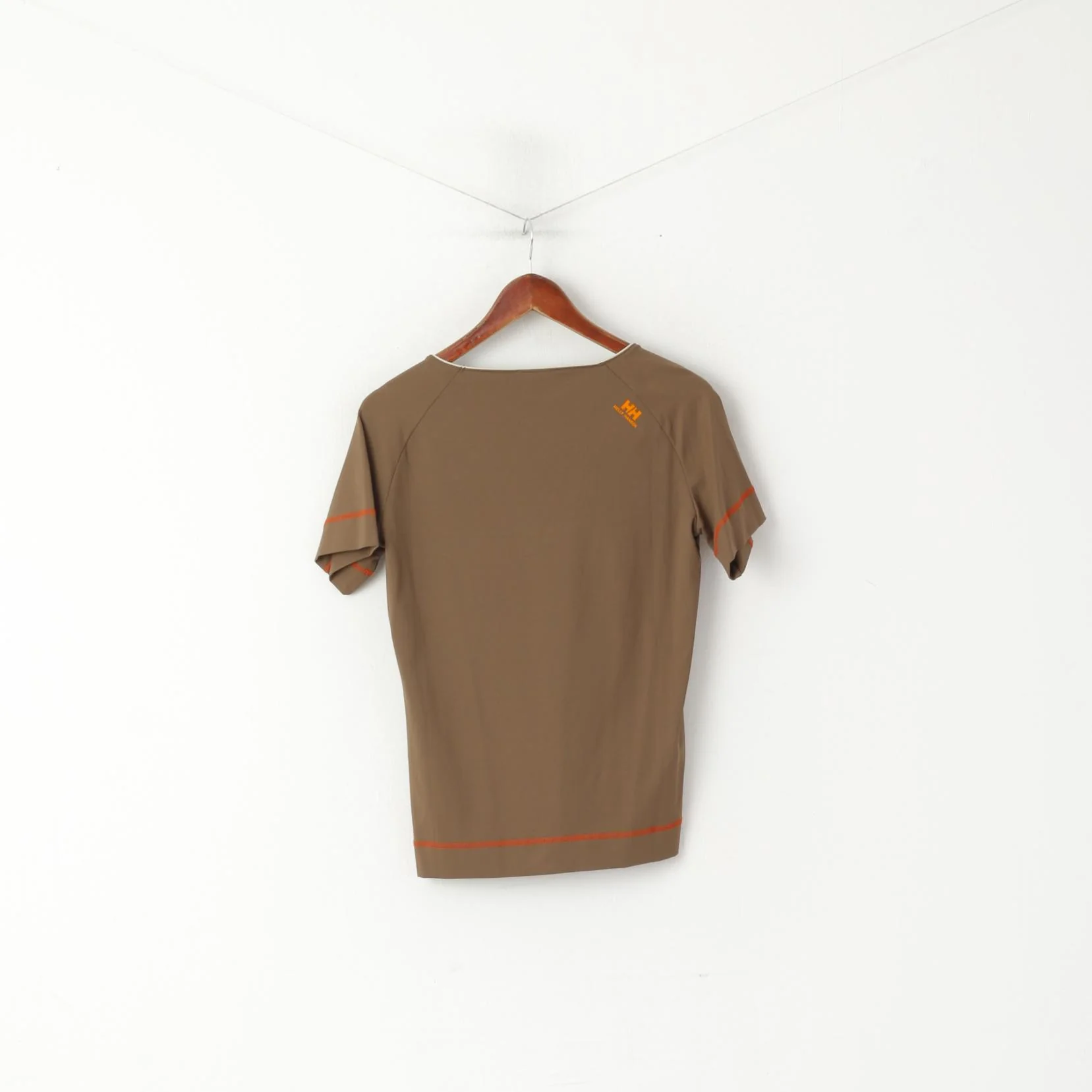 Helly Hansen Women L Shirt Brown Nylon Vintage Stretch V Neck Sailling Top - Image 6