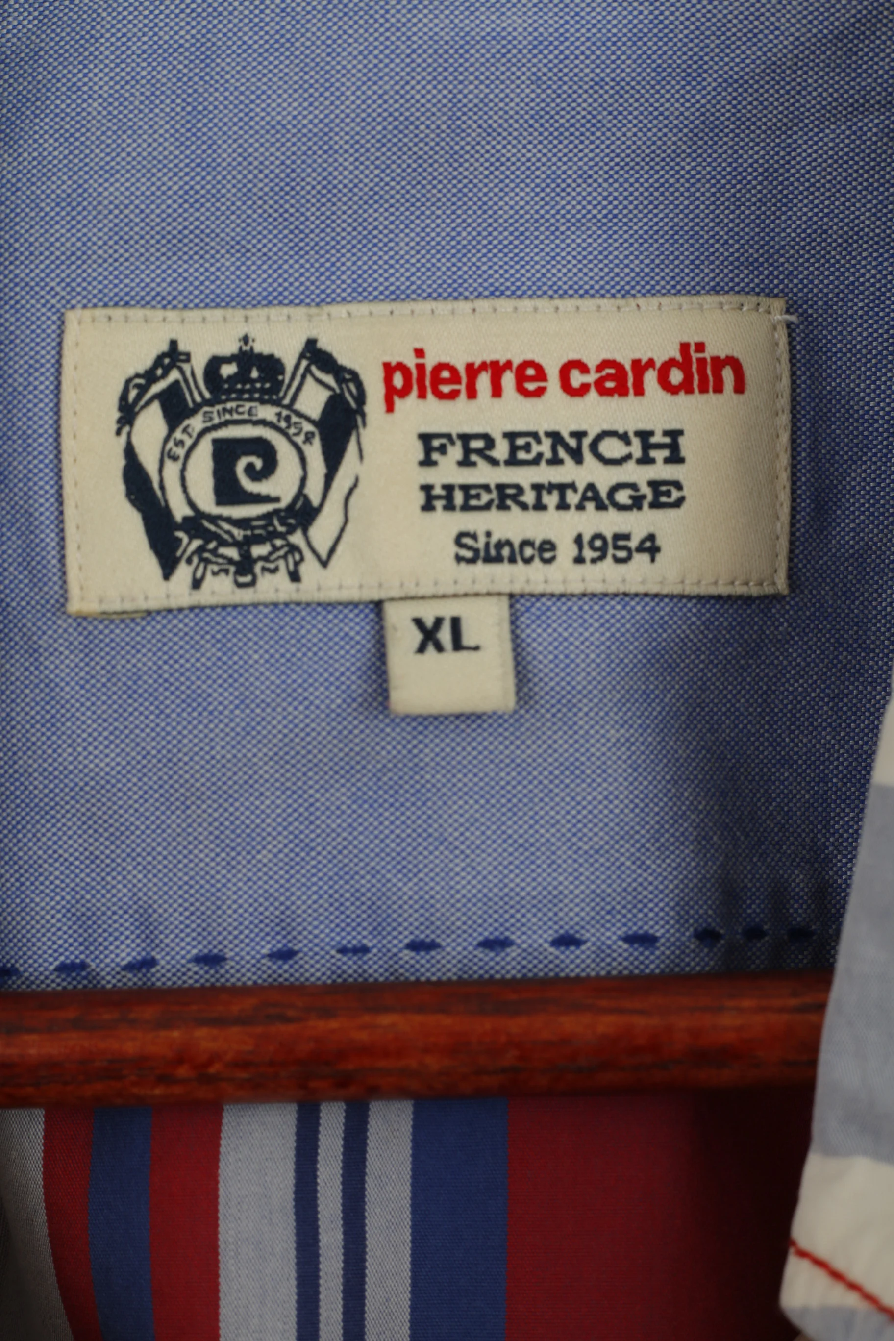 Pierre Cardin Men XL Casual Shirt French Heritage Blue Red Check Cotton Short Sleeve Top - Image 4