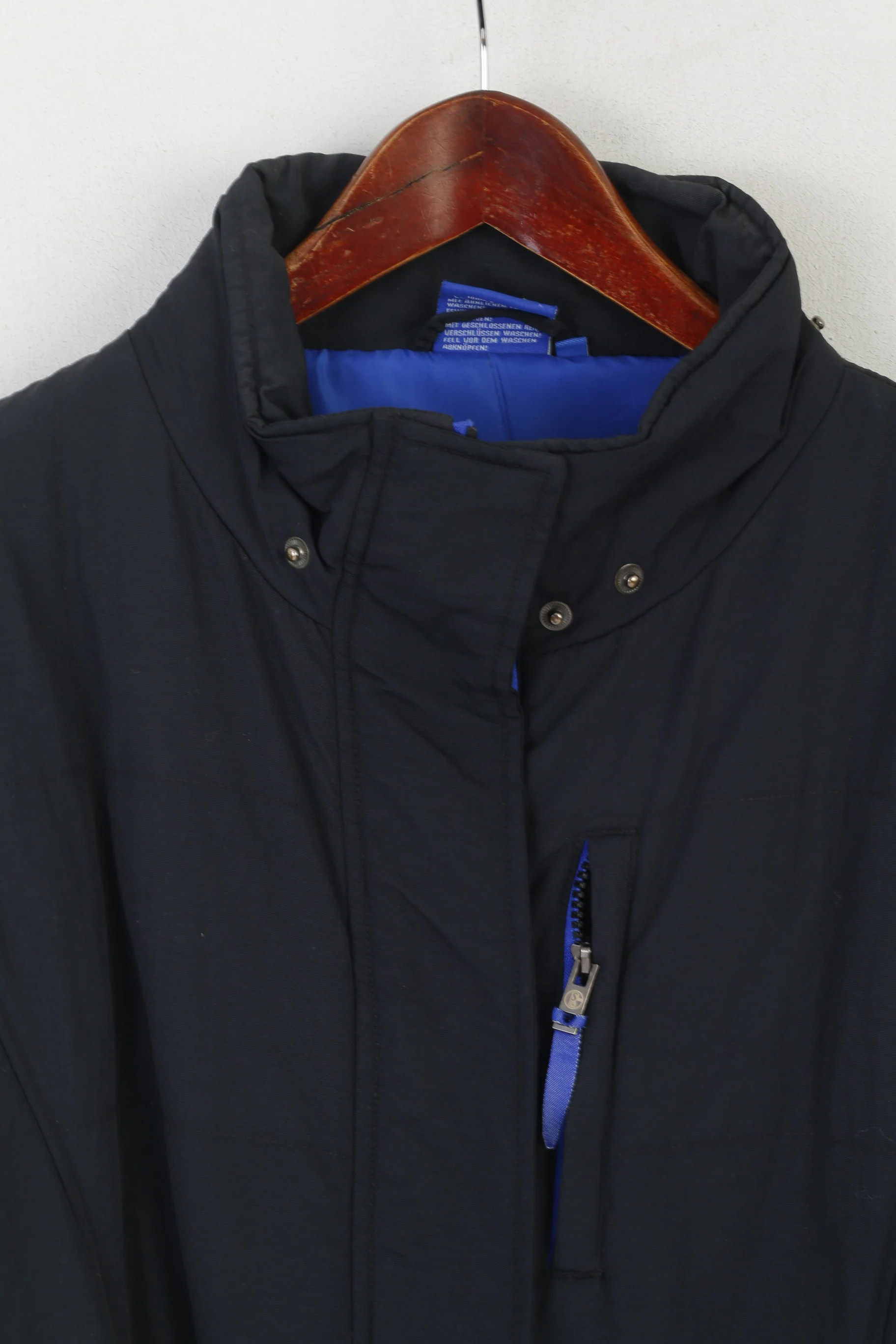 FC Schalke 04 Women XXL (L) Jacket Navy Full Zipper Padded Belted Casual Long Top - Image 2