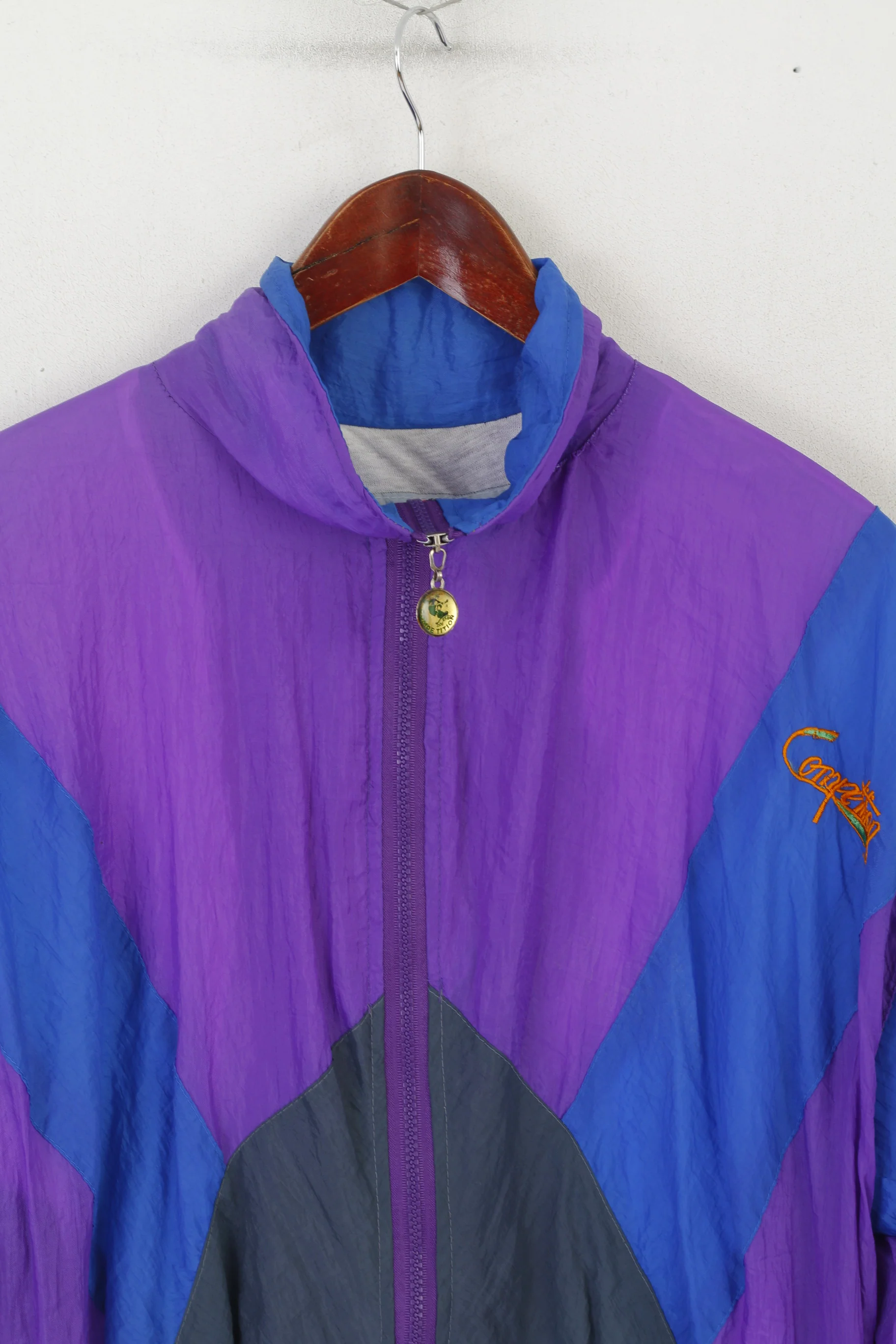 Competition Men XL Jacket Purple Nylon 90s Festival Full Zipper Vintage Sport Top - Image 2