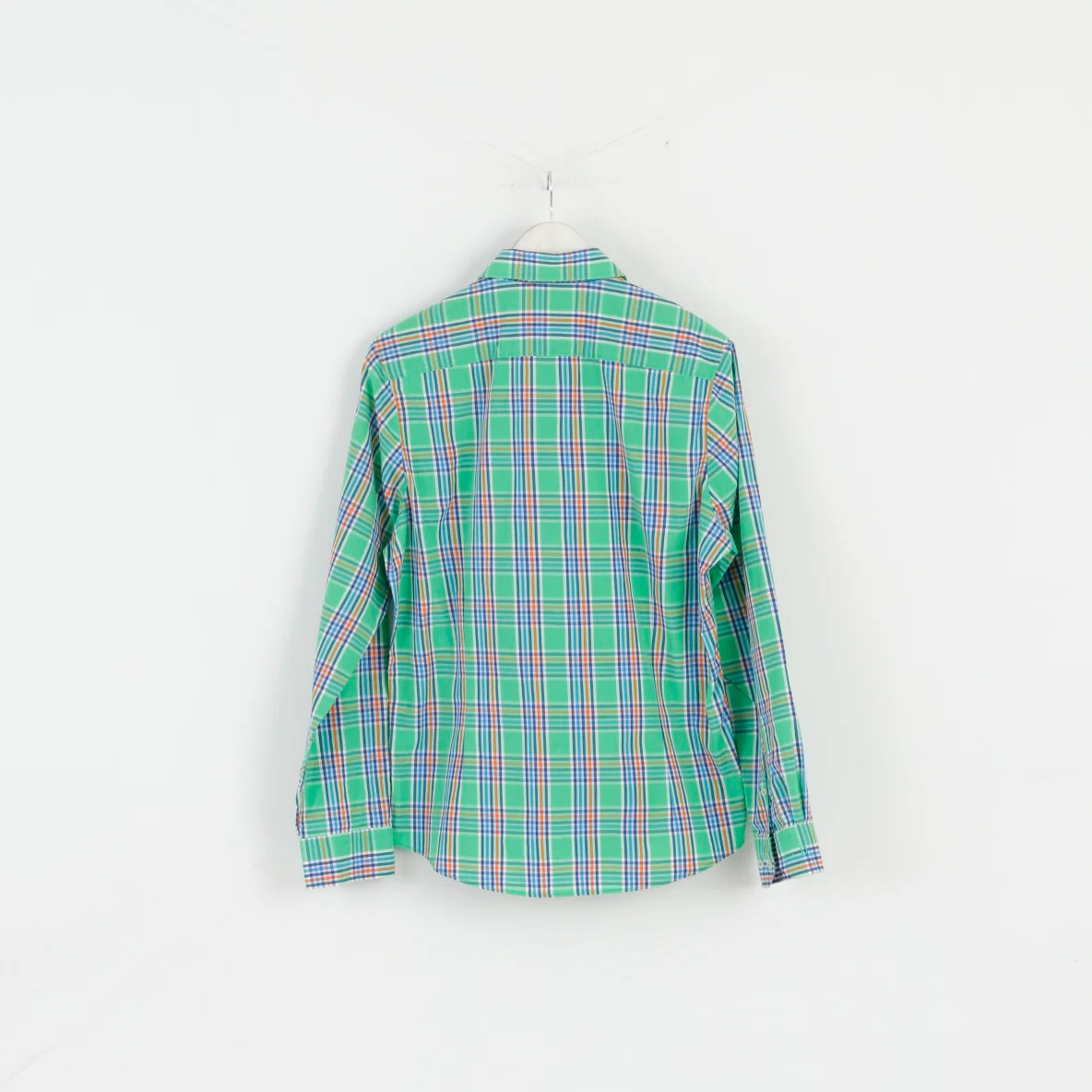 OLYMP Men L Casual Shirt Check Green Cotton Body Fit Level Five Long Sleeve Top - Image 6