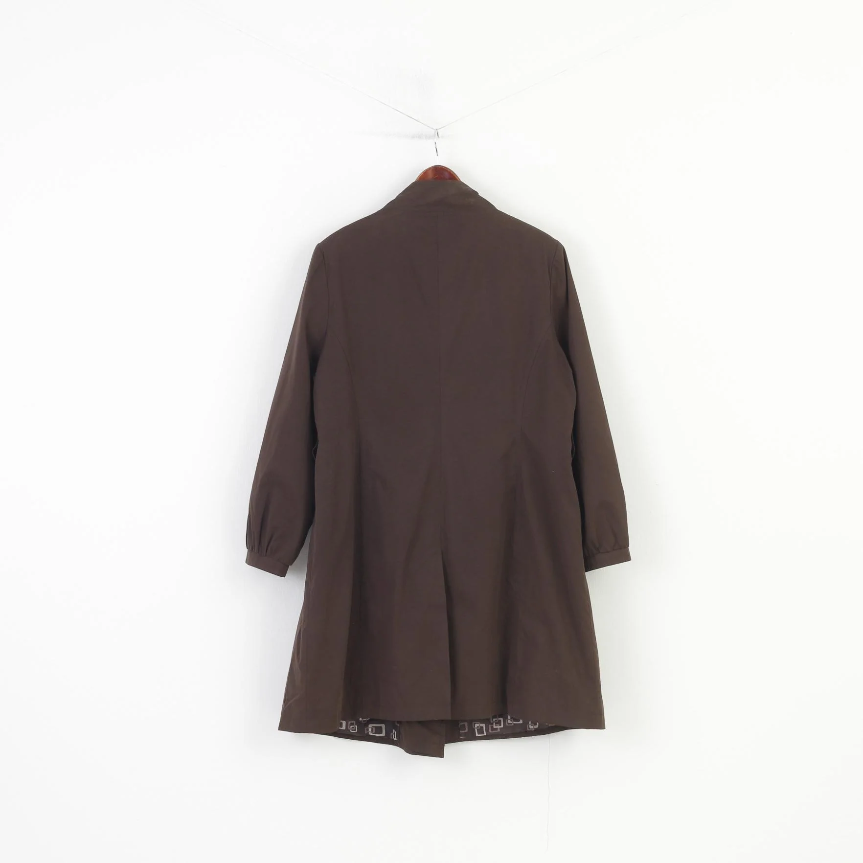 Collection Debenhams Women 20 XXL Coat Brown Soft Nylon Double Breasted Trench Vintage Bottoms Top - Image 6