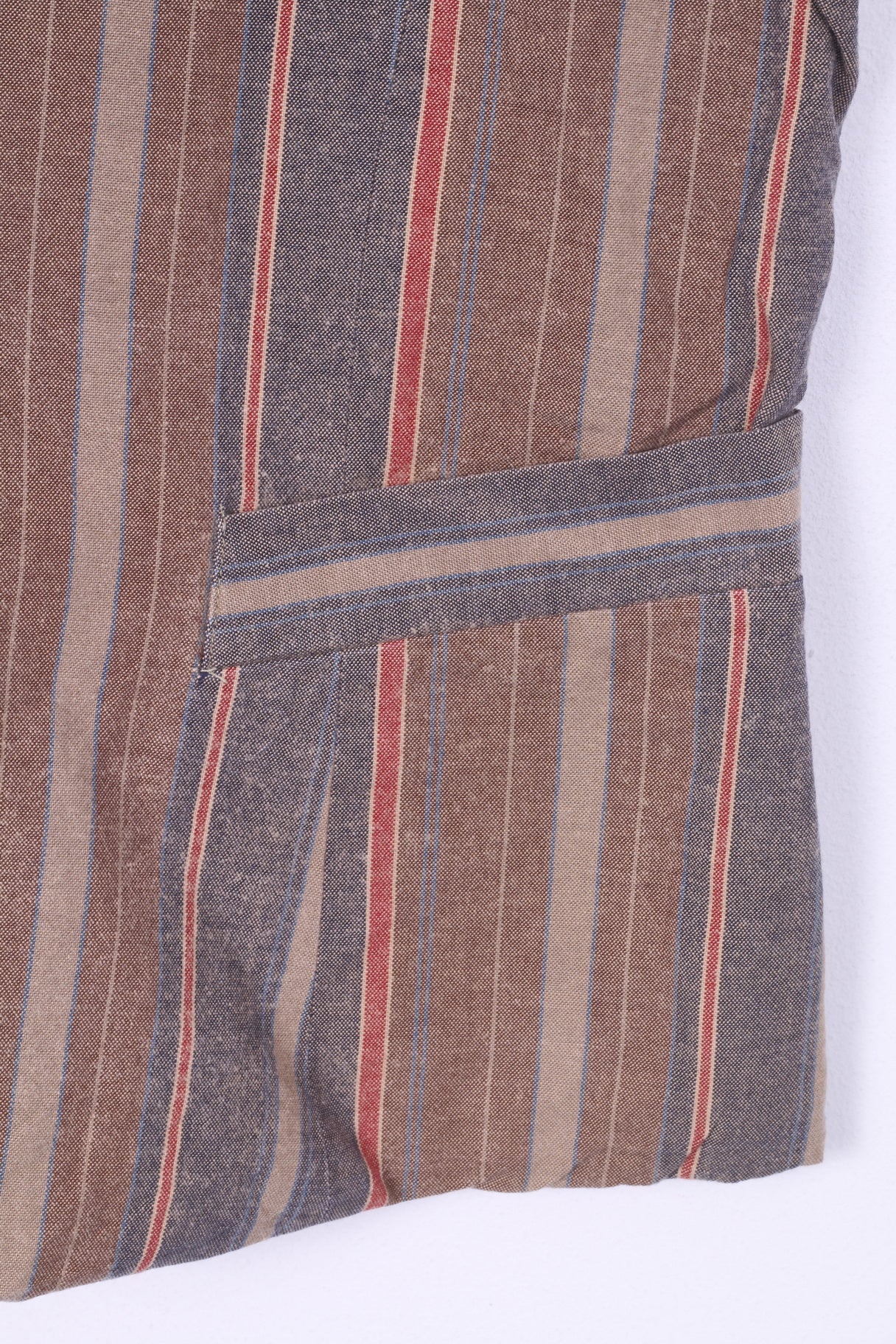 Color Box Womens M Waistcoat Striped Multicolor Cotton Button Front V Neck Two Pockets - Image 2