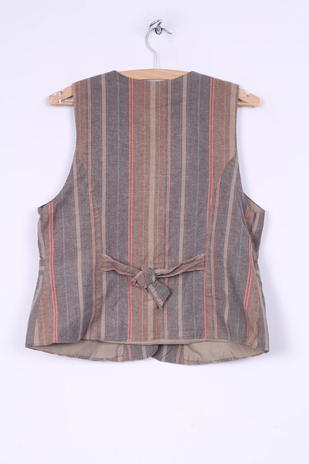 Color Box Womens M Waistcoat Striped Multicolor Cotton Button Front V Neck Two Pockets - Image 5