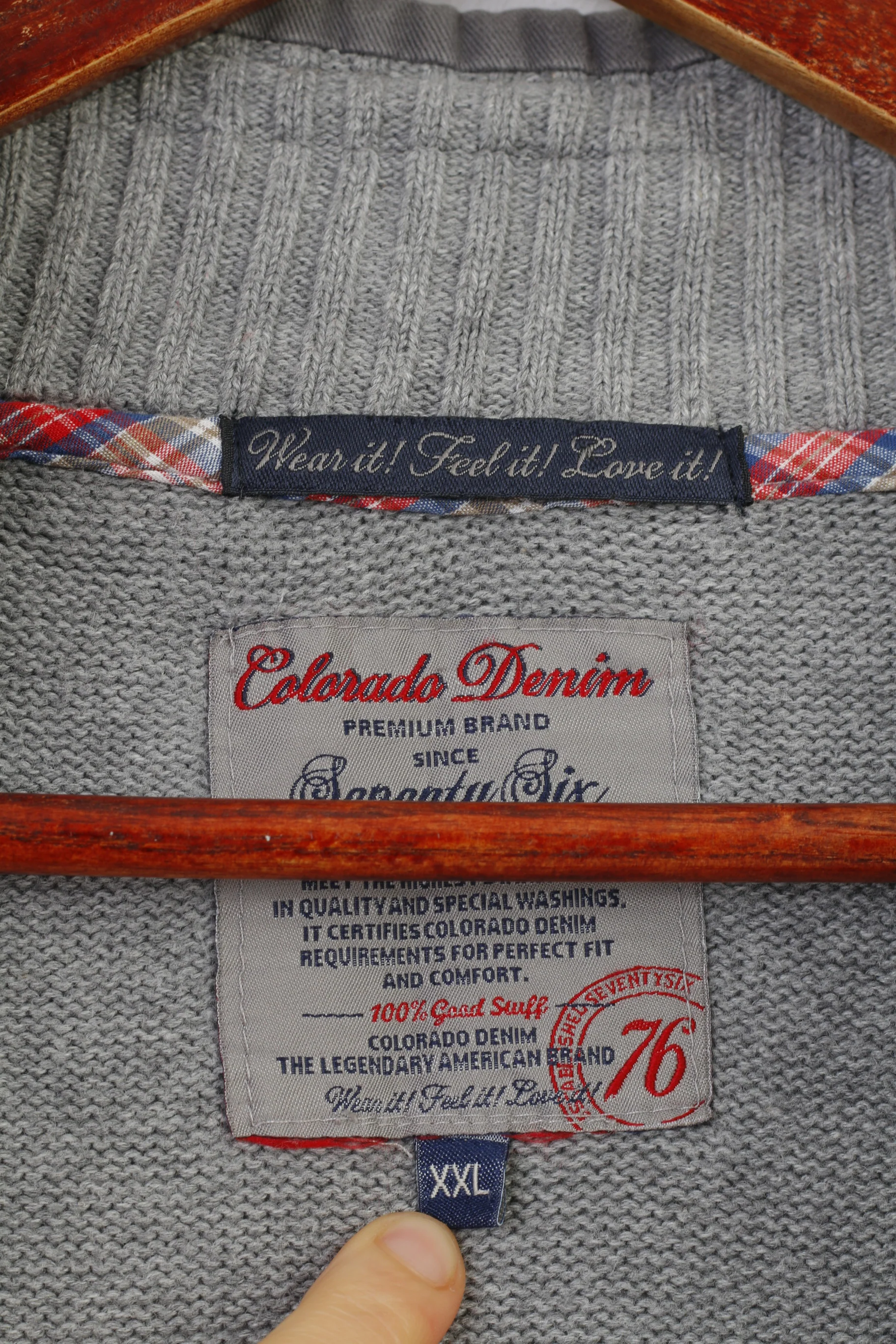 Colorado Denim Men 2XL Jumper Sweater Full Zipper Grey Cotton  Sweatshirt Top - Image 5