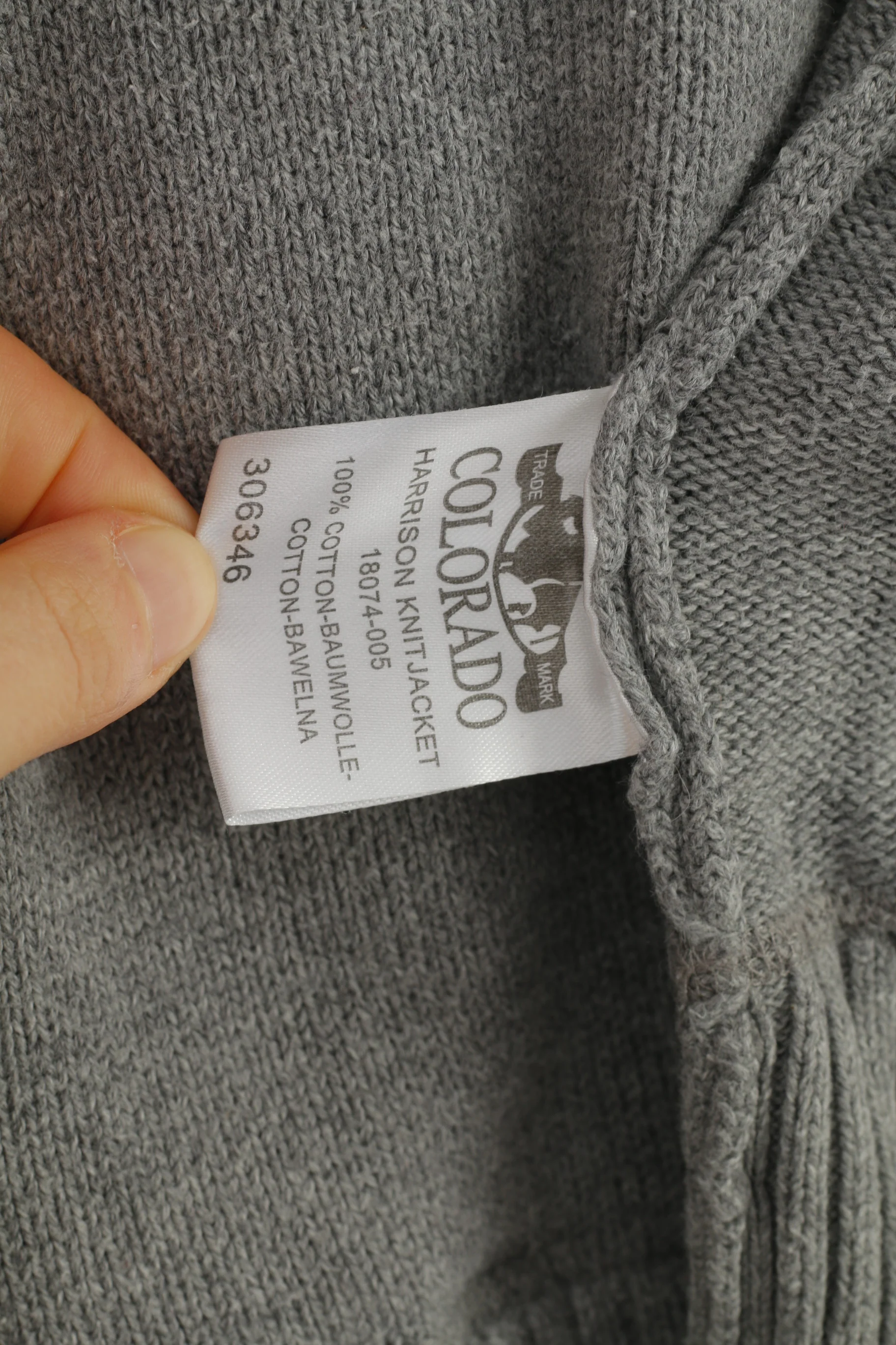 Colorado Denim Men 2XL Jumper Sweater Full Zipper Grey Cotton  Sweatshirt Top - Image 6