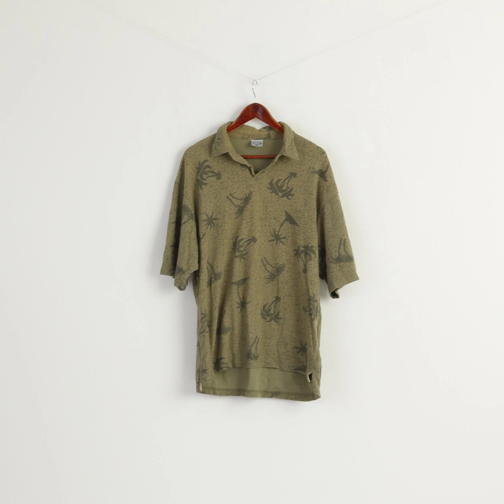 Columbia GRT Men L Polo Shirt Green Palms Print Sportswear Oversize Top - Image 2