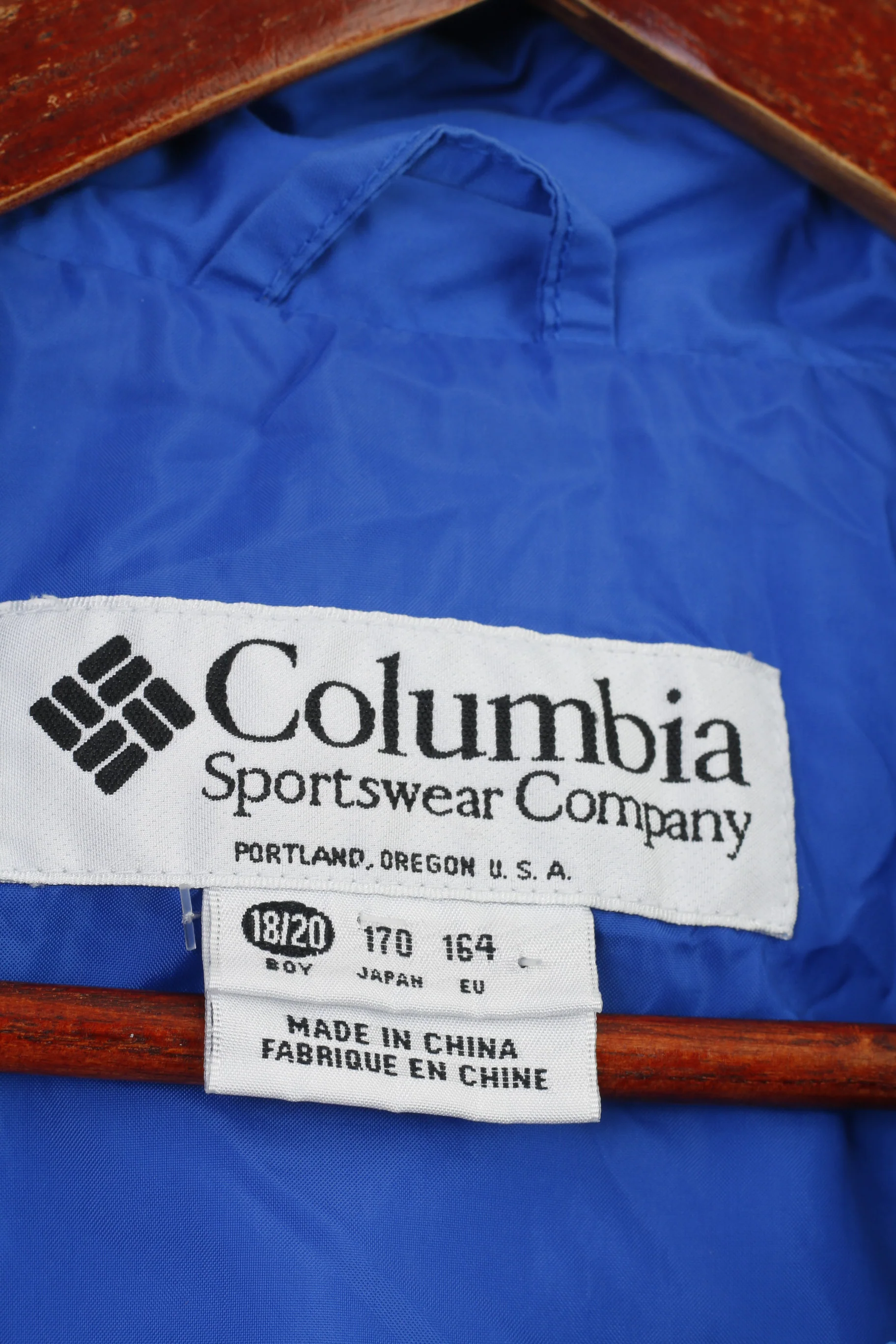 Columbia Men 164 L Jacket Parka Blue Nylon Waterprooof Full Zipper Hood Sportswear Company Vintage Pockets Top - Image 6