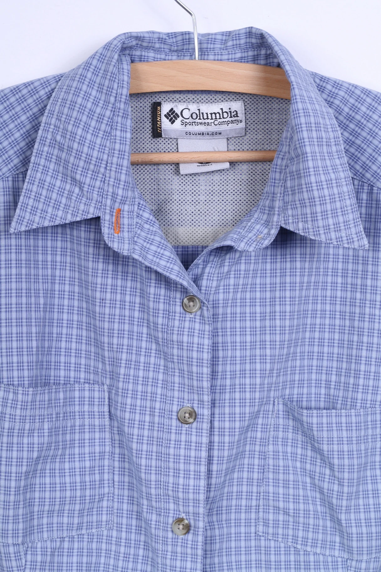 COLUMBIA Womens L Casual Shirt Long Sleeve Blue Check - Image 3