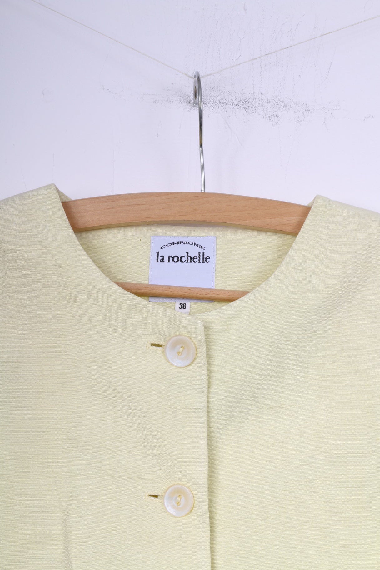 Compagnie La Rochelle Womens 36 S Blazer Yellow Single Breasted Shoulder Pads - Image 2