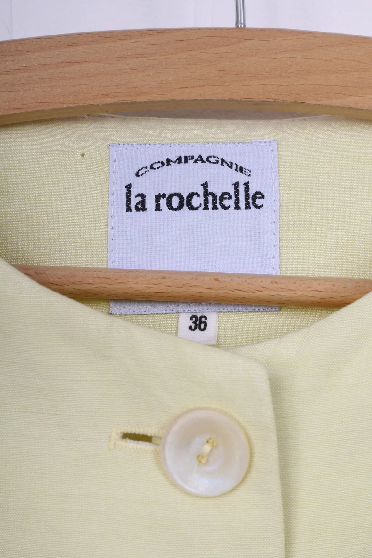 Compagnie La Rochelle Womens 36 S Blazer Yellow Single Breasted Shoulder Pads - Image 4