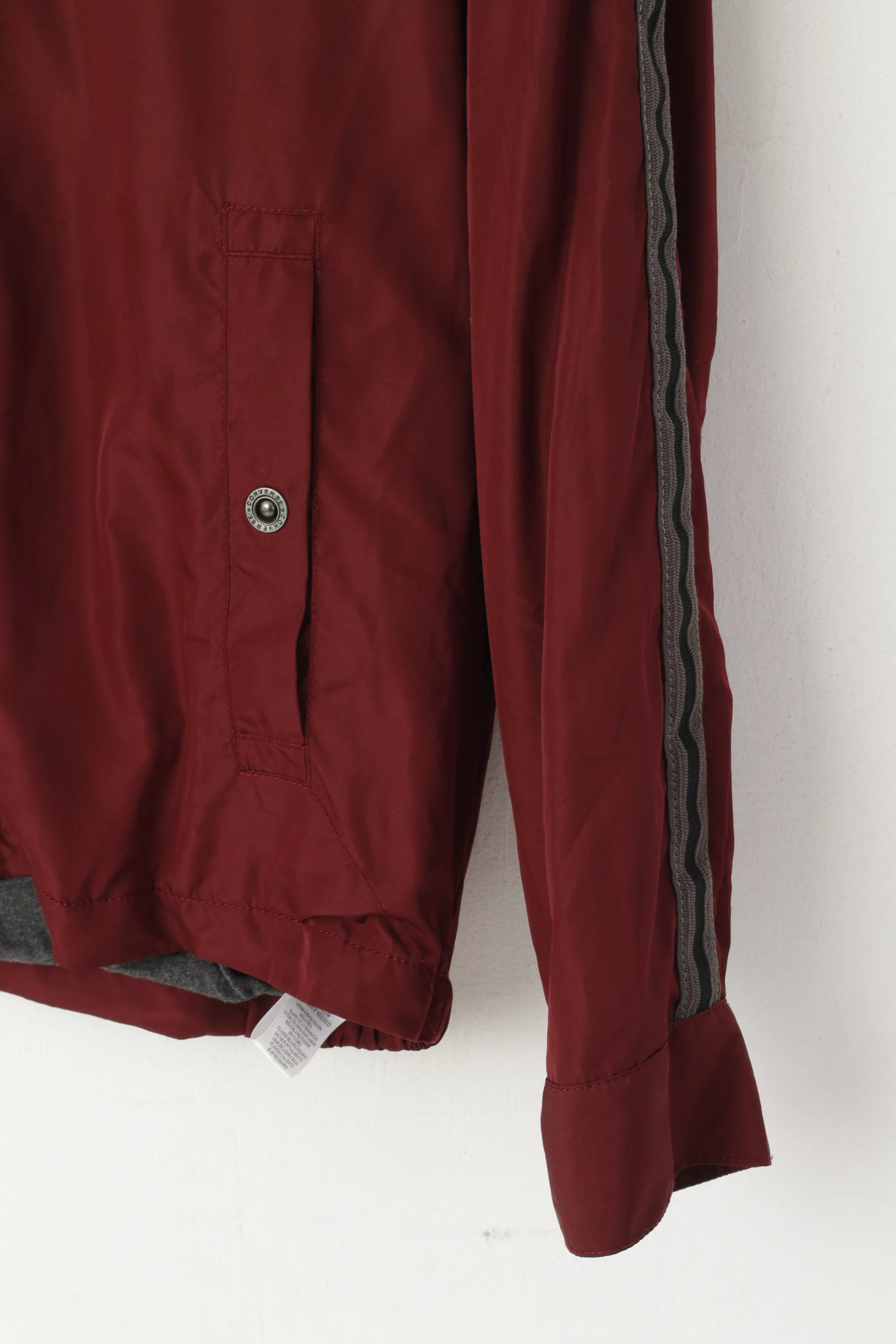 Converse Men S Jacket Burgundy Lightweight Sport Zip Pocket Full Zipper Top - Image 4