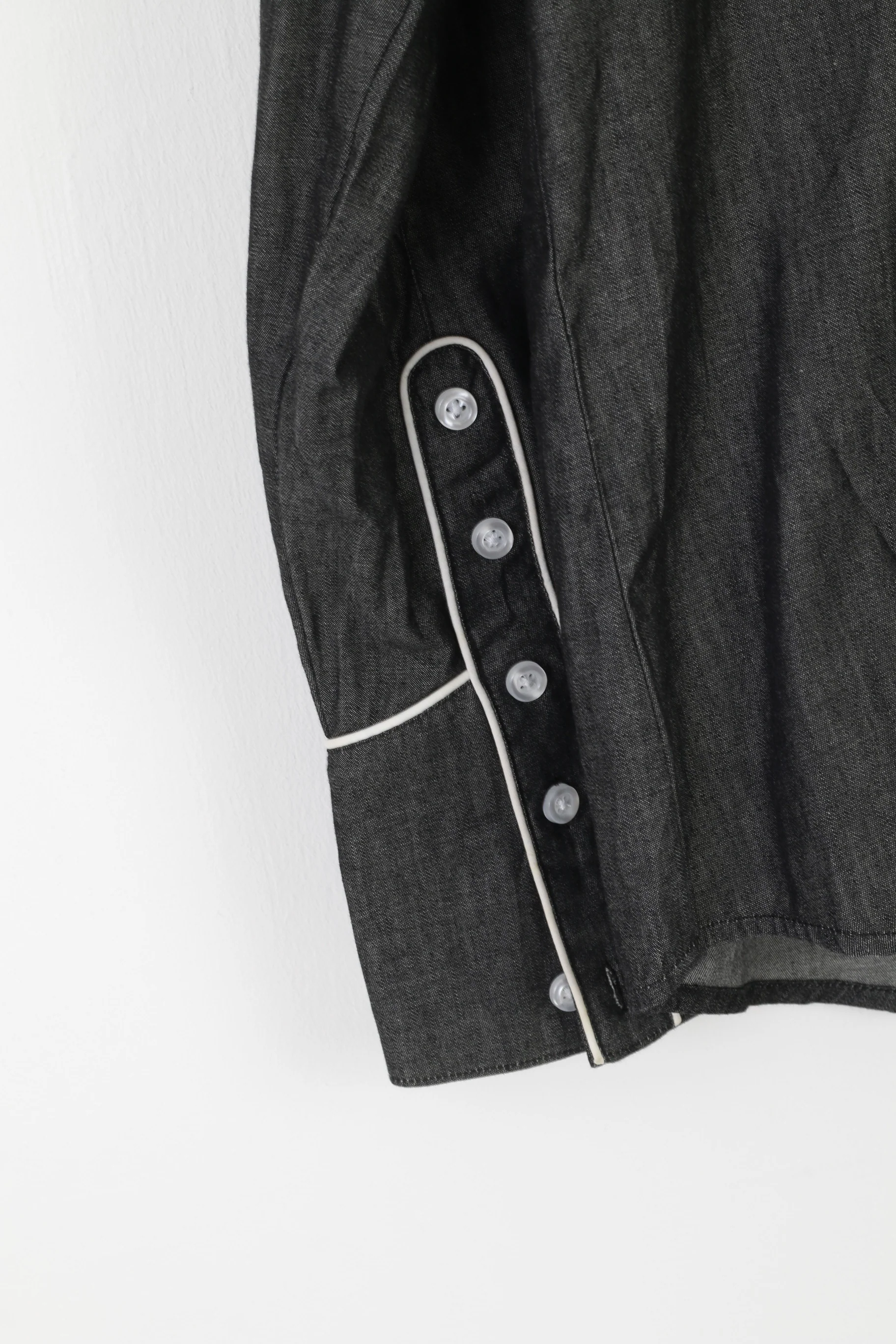 Coofandy Men L Casual Shirt Gray Emroidered Cotton Long Sleeve Western Top - Image 3