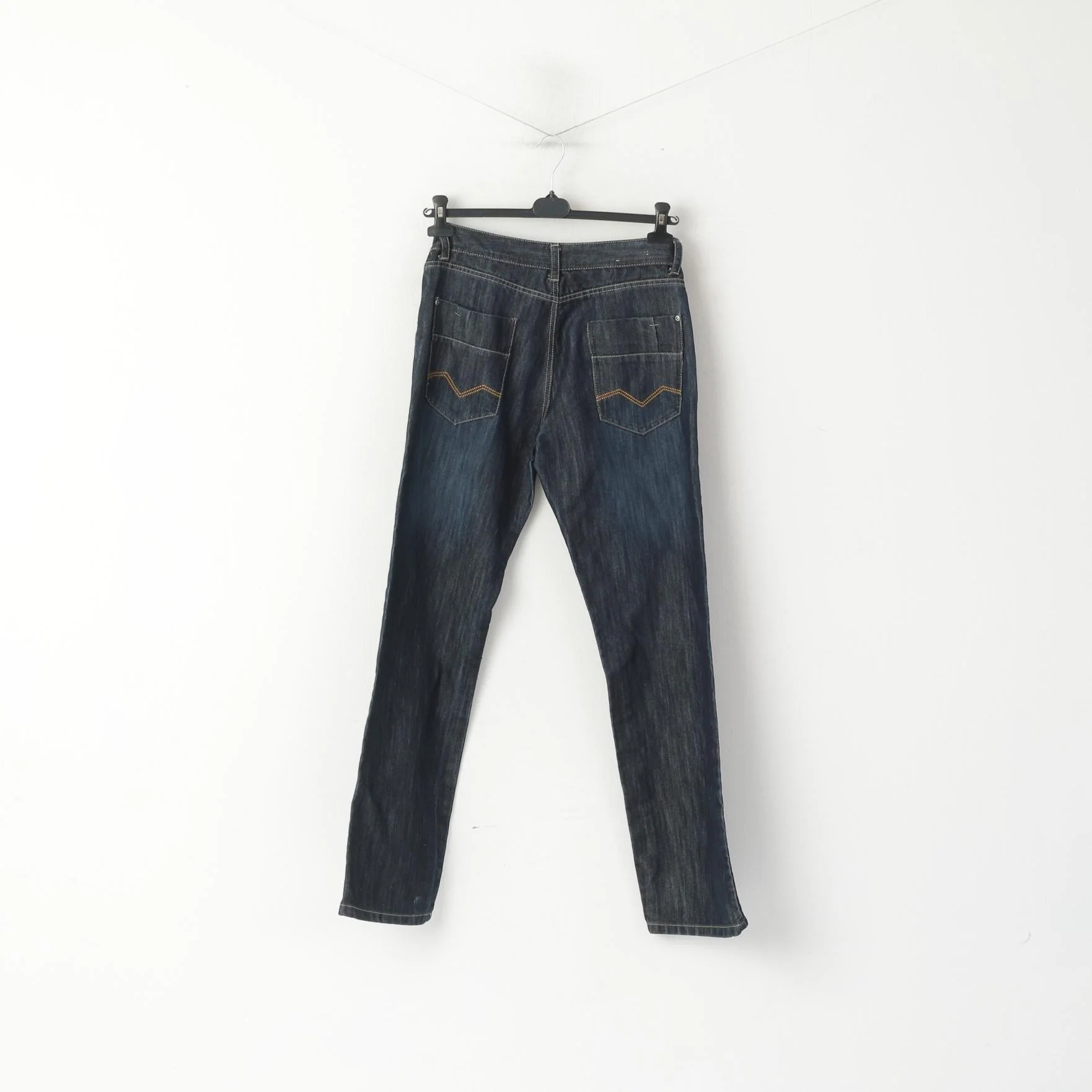 George Men 32 Jeans Trousers Navy Denim Cotton Regular Fit Straight Leg Pants - Image 5