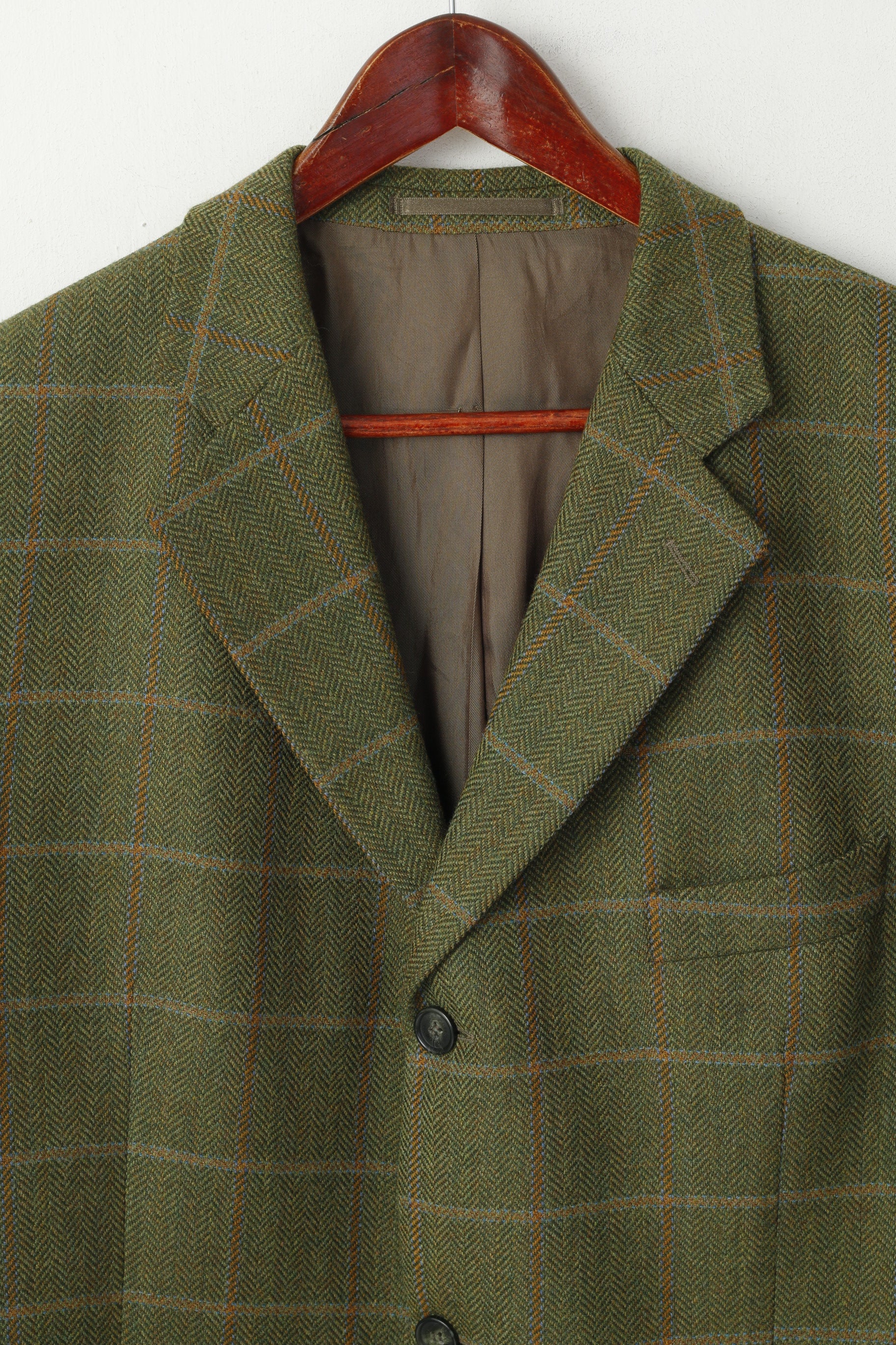Bugatti Men 44 Blazer Green Herringbone Pure Wool Single Breasted Jacket - Image 2