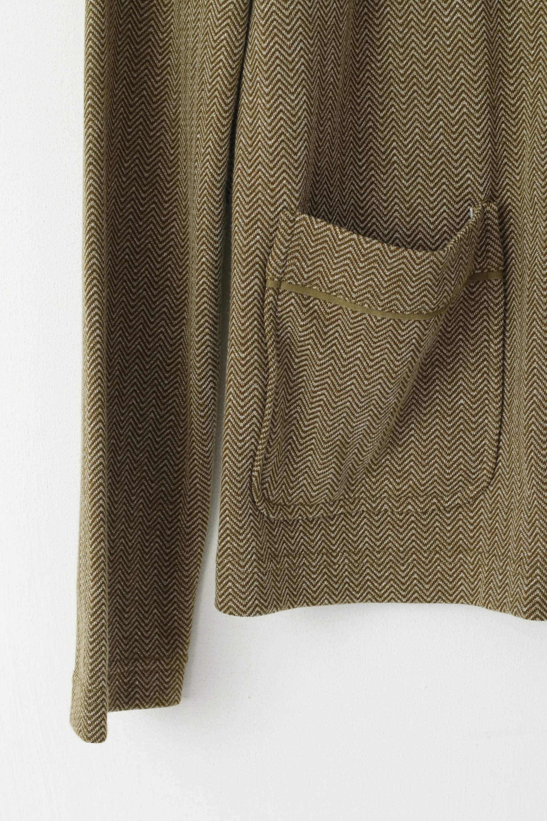 Liz Claiborne Women XS Jumper Green Zigzag Zip Up Pocket Classic Sweater - Image 3