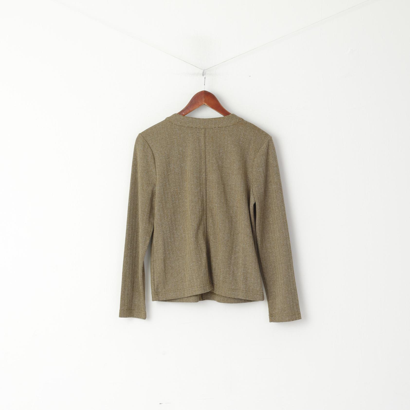 Liz Claiborne Women XS Jumper Green Zigzag Zip Up Pocket Classic Sweater - Image 6