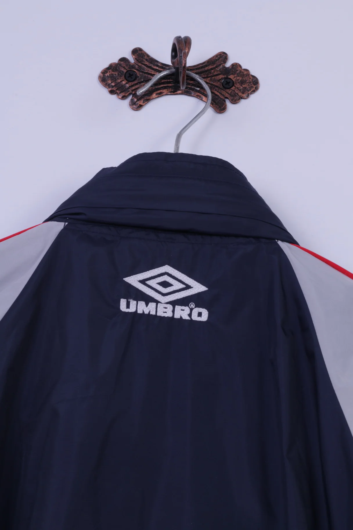 Umbro Men M Jacket Navy Nylon Waterproof Hidden Hood Sportswear Active Top - Image 8