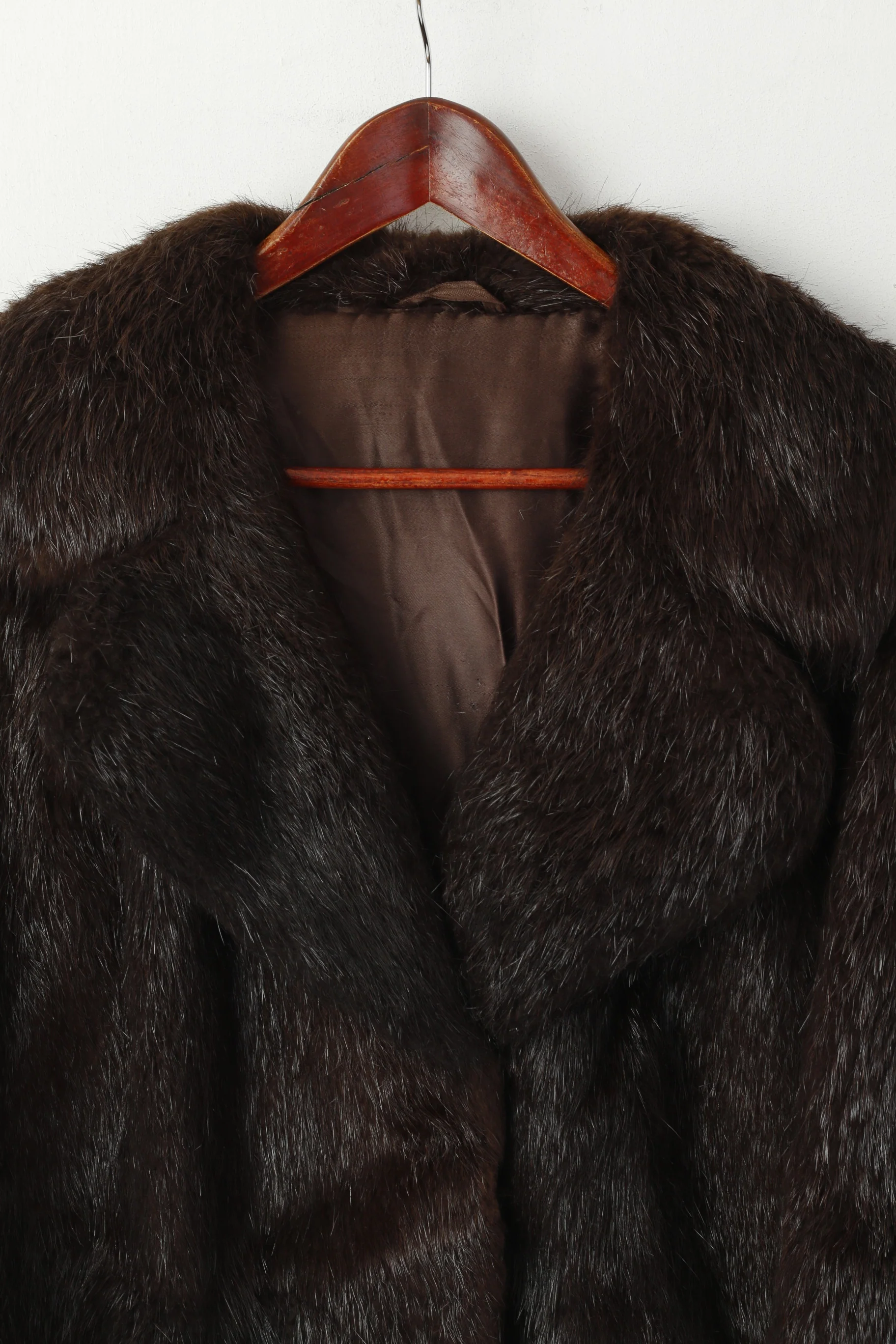 Women L Jacket Authentic Nutria Fur Brown Boho Vintage Lined Top - Image 2