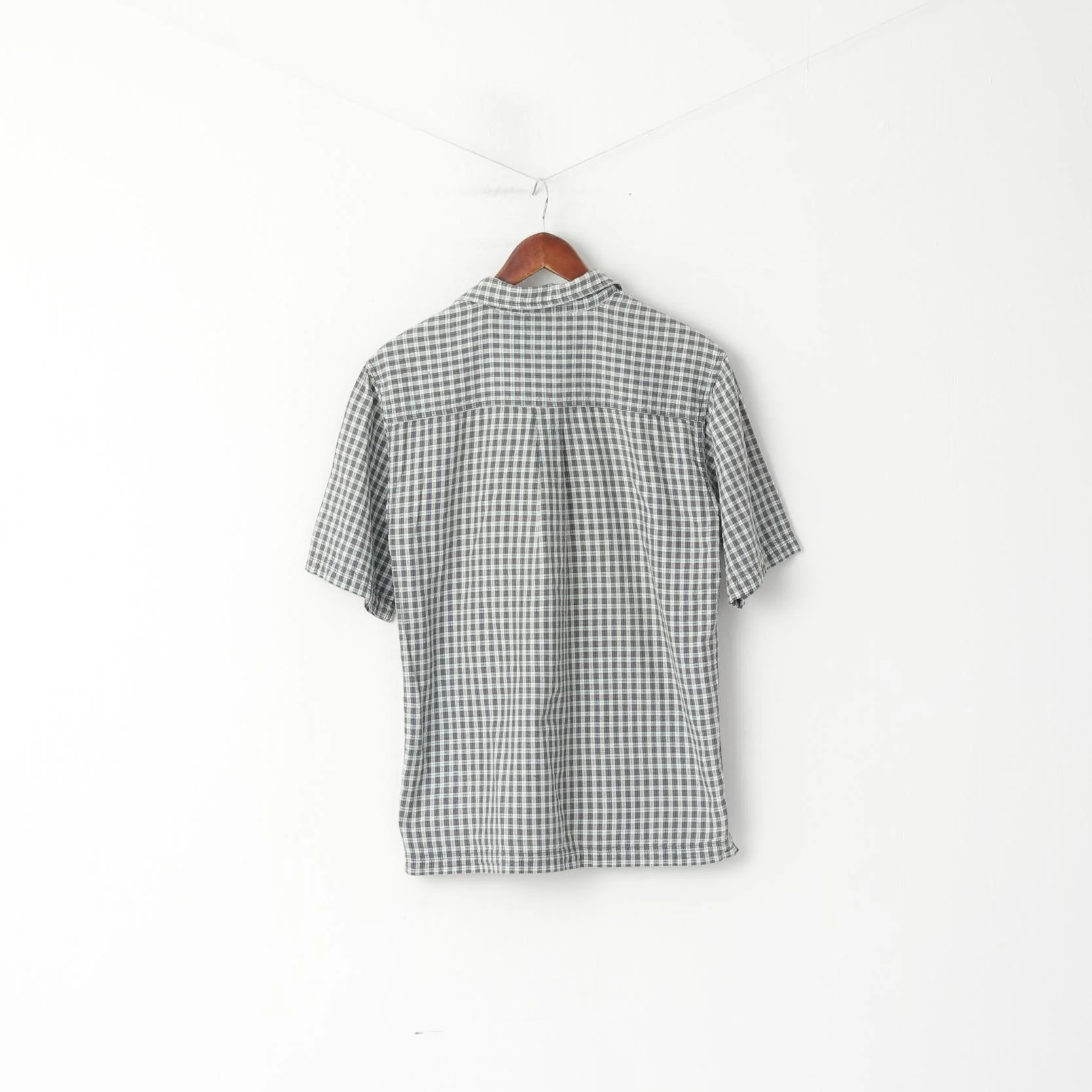 The North Face Men S Casual Shirt Blue Check Cotton Vintage Tekware Technology Top - Image 5
